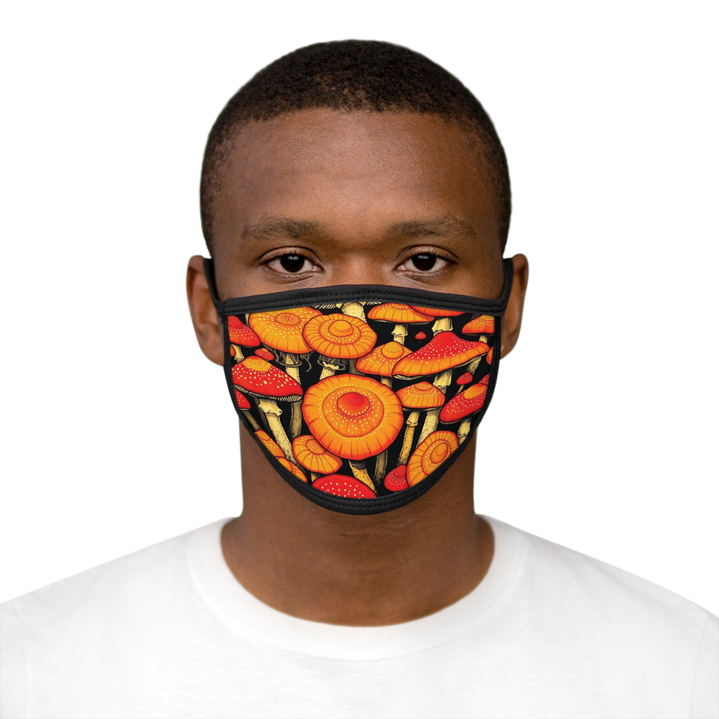Face Mask: Mushroom Print Face Mask — Vibrant Orange Fungi Pattern