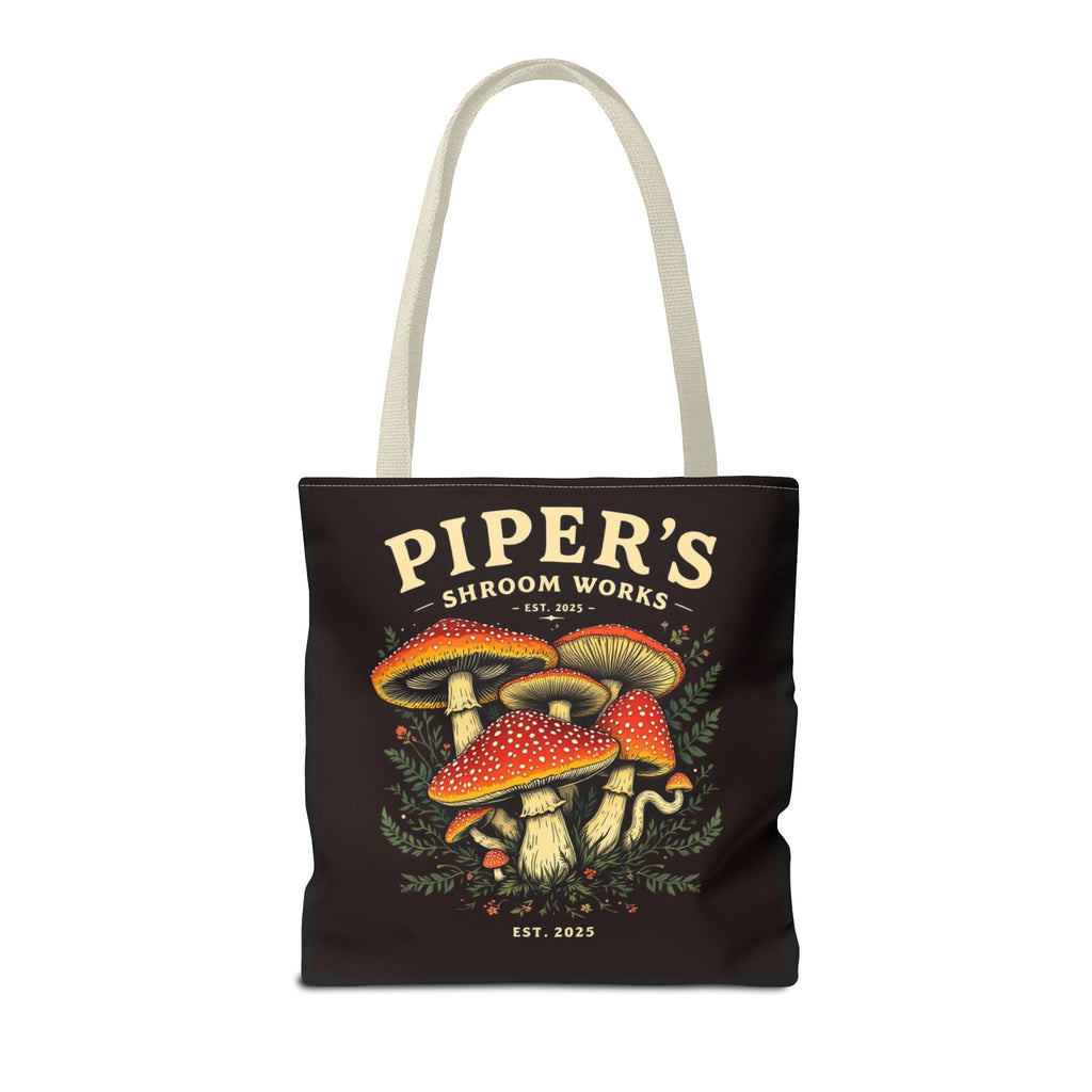 Mushroom Tote Bag — "Piper's Shroom Works" Vintage Fungi Market Shopper