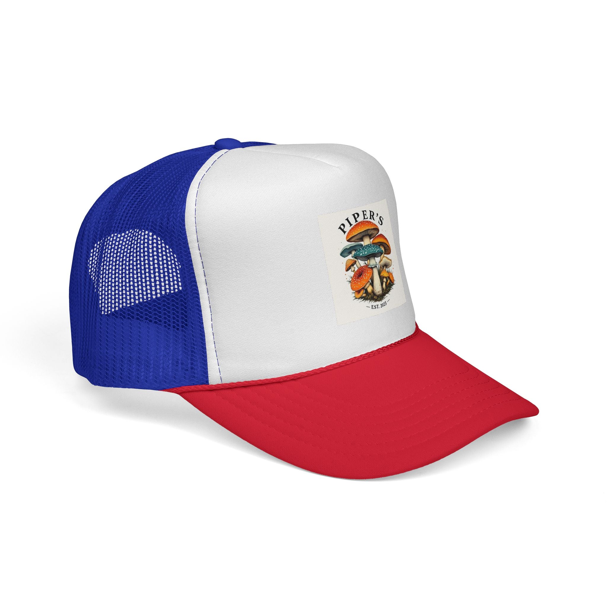Vintage Mushroom Trucker Cap — "Piper's" Retro Forager Hat