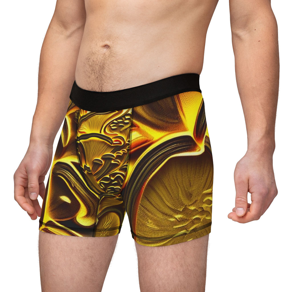 Bóxers para hombre con espirales dorados abstractos - Estampado metálico lujoso en toda la prenda