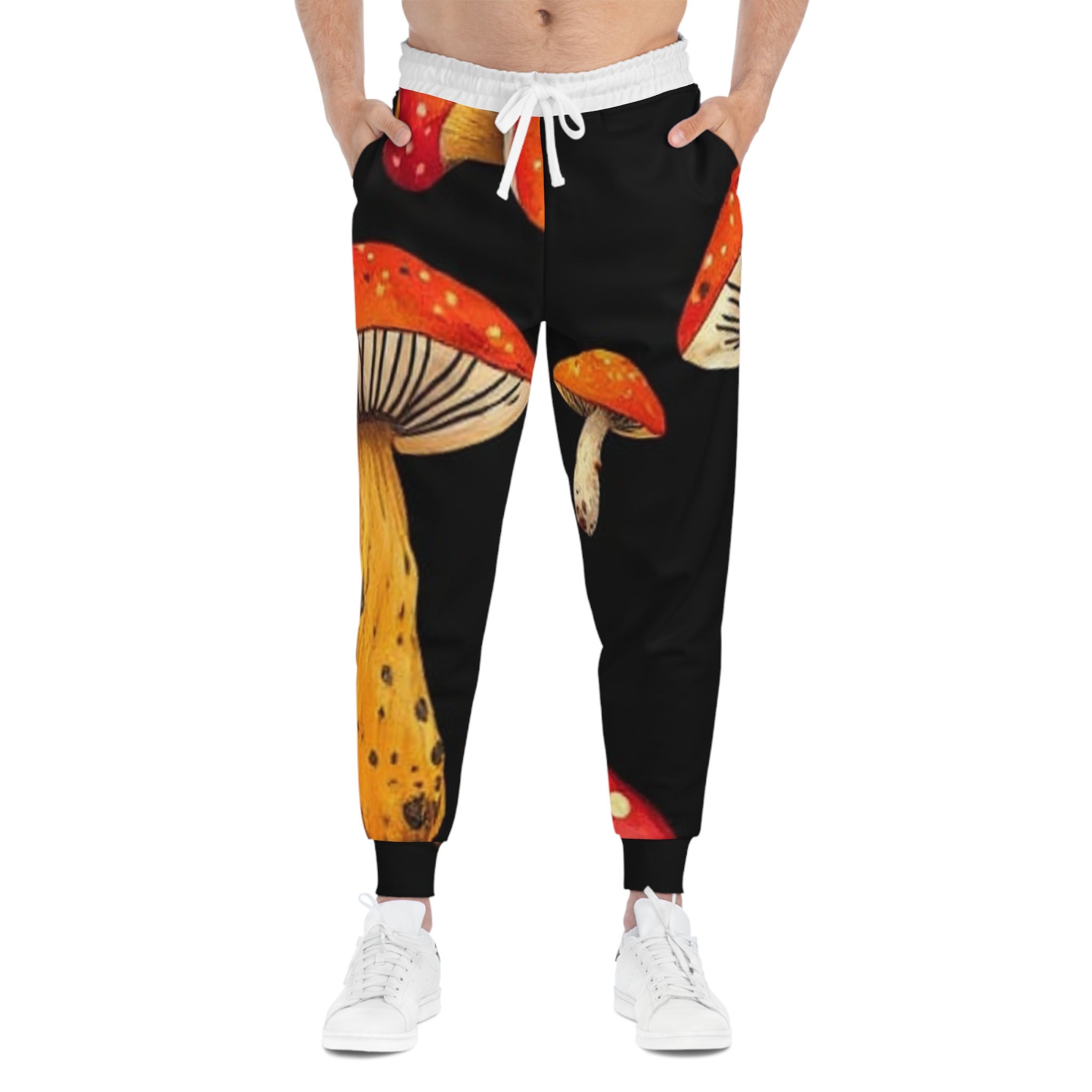 Red Toadstool Mushroom Joggers — Psychedelic Forest AOP Athletic Pants