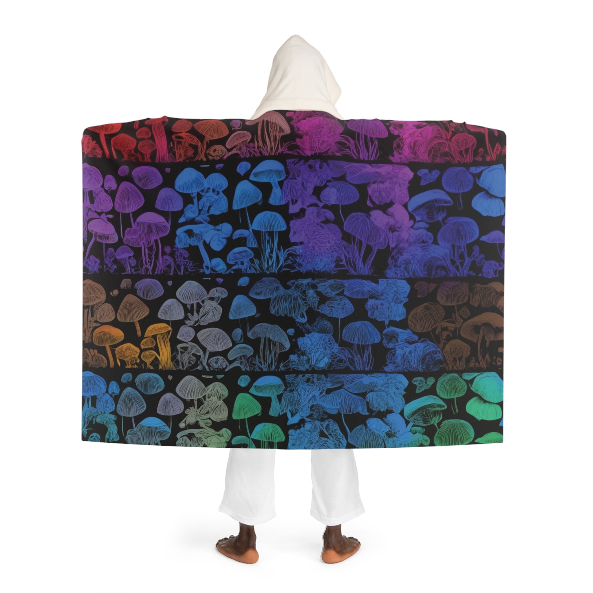 Hooded Sherpa Blanket: Colorful Skull Gradient Cozy Throw