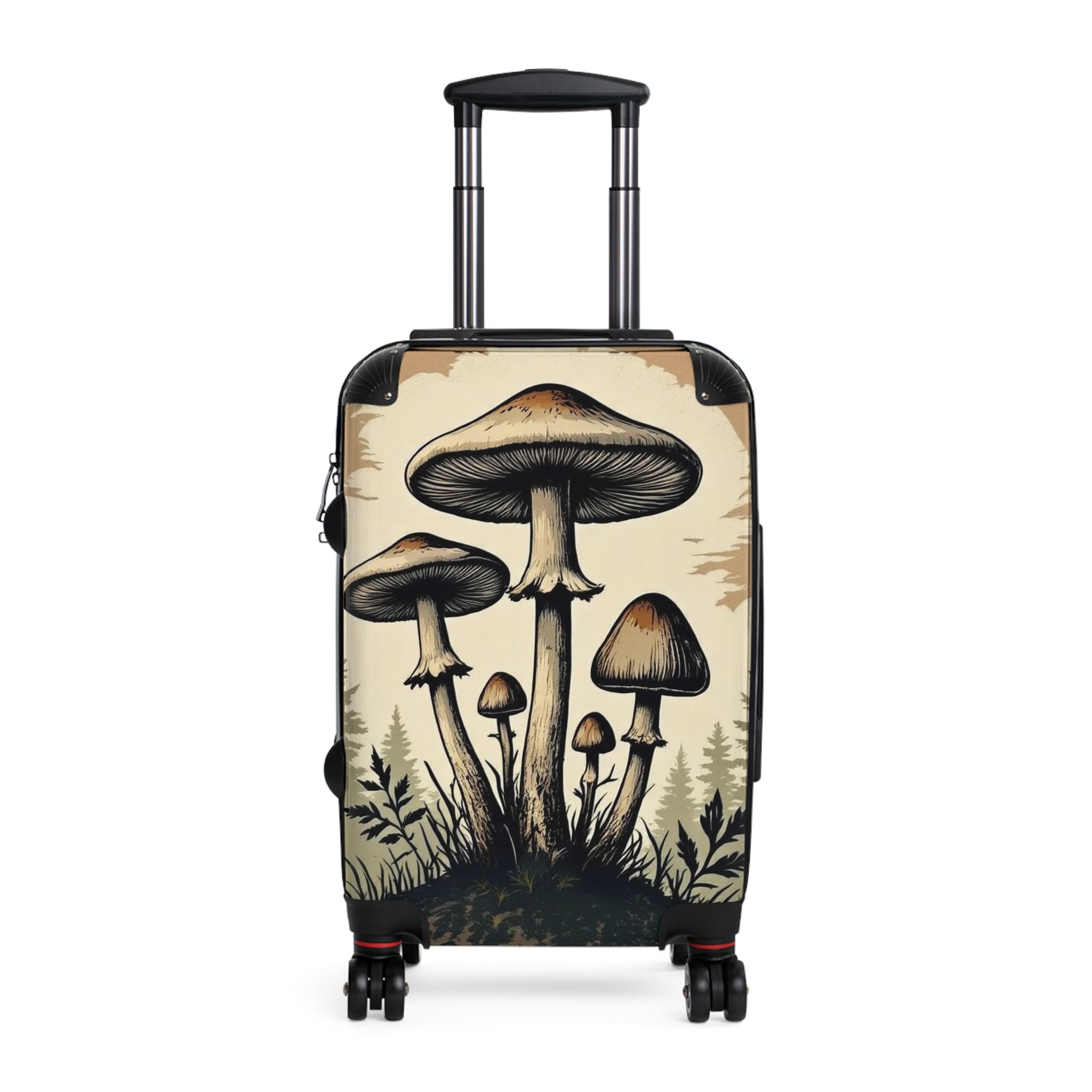 Mushroom Forest Suitcase Cover – Vintage Psychedelic Fungi Travel Luggage Skin
