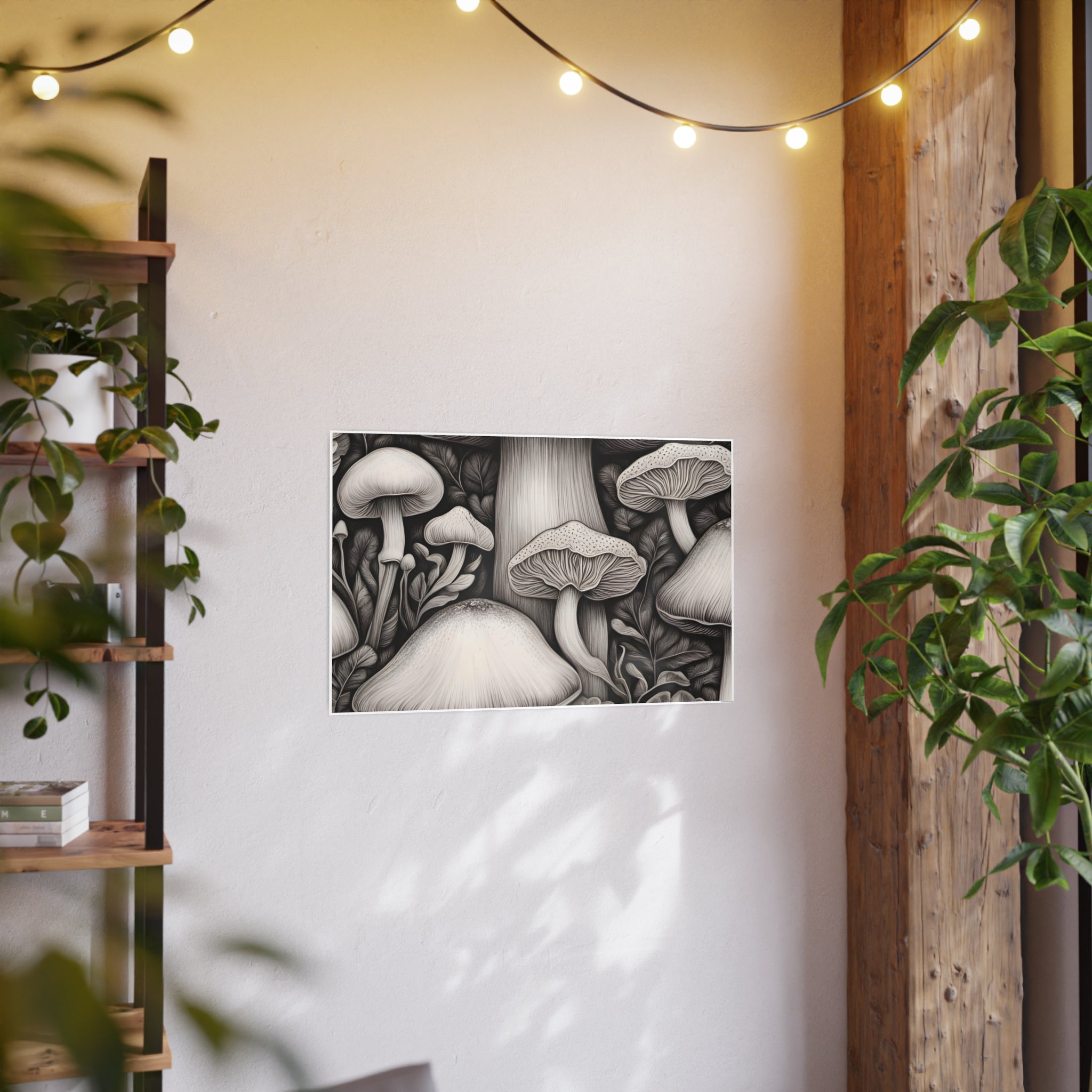 Poster: Mushroom Illustration Poster — Botanical Fungi Art Print