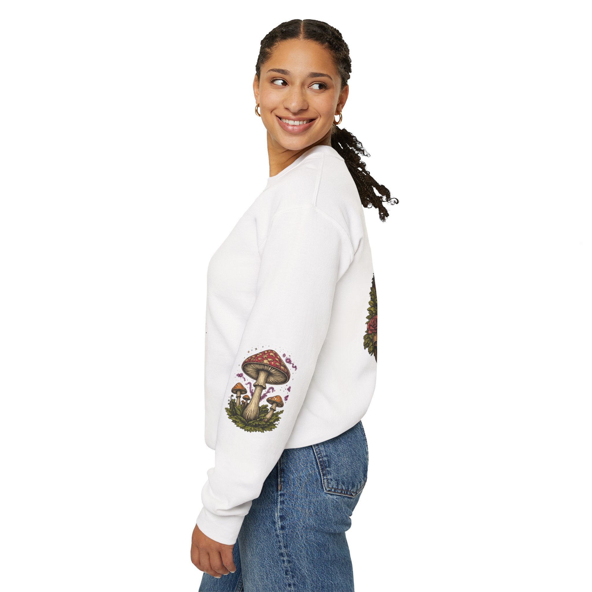 City: Portland Mushroom Crewneck Sweatshirt Vintage Psychedelic Fungi Graphic