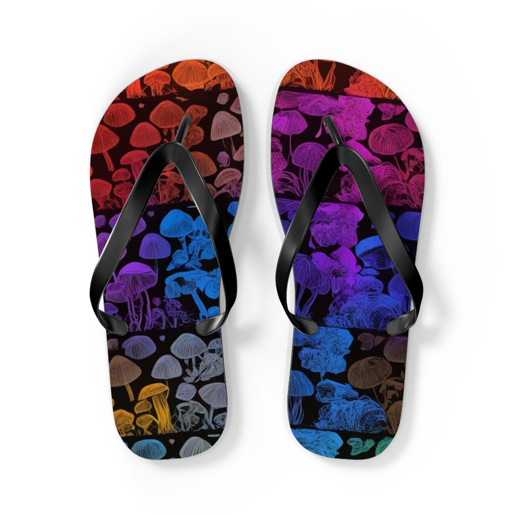 Chanclas de setas psicodélicas arcoíris – Sandalias de playa coloridas de medusas y setas