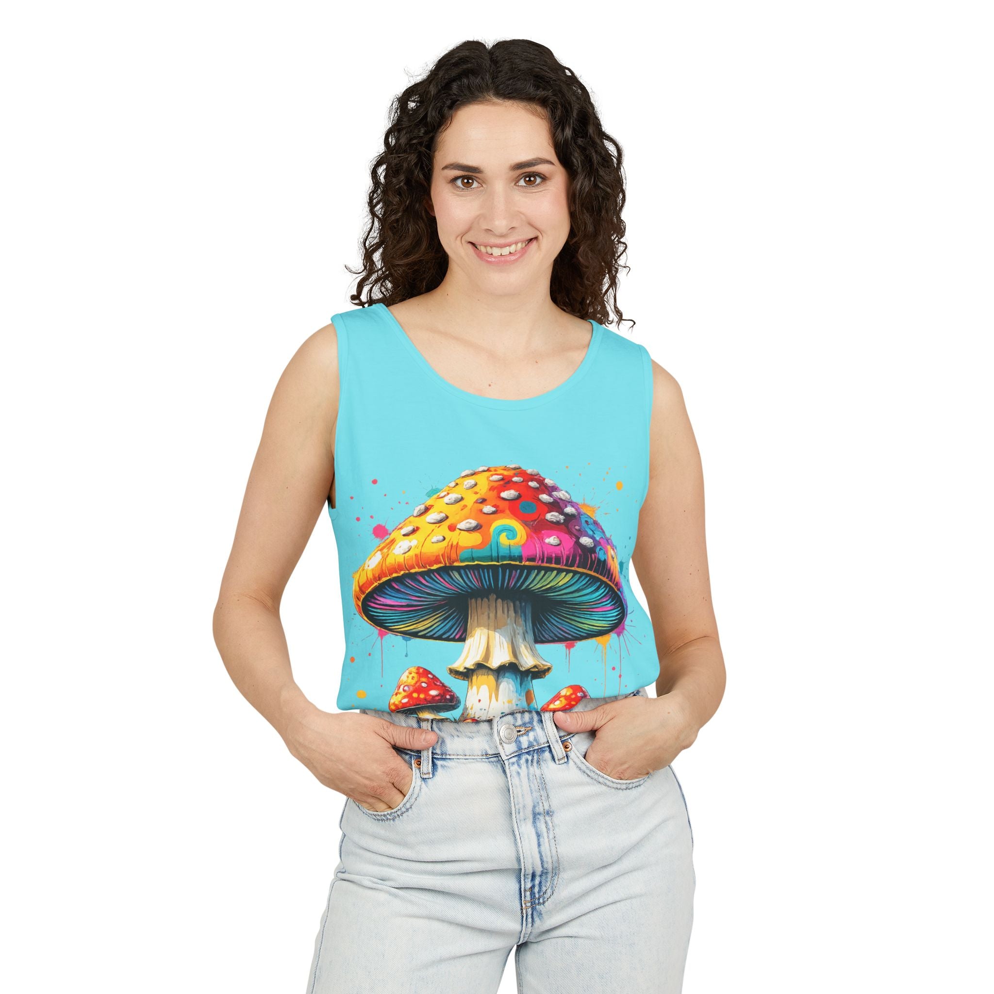 City: Portland Mushroom Graphic Tank Top — Colorful Psychedelic Fungi Design