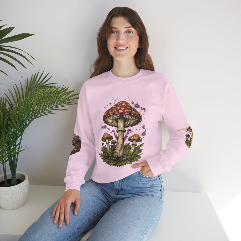 City: Portland Mushroom Crewneck Sweatshirt Vintage Psychedelic Fungi Graphic