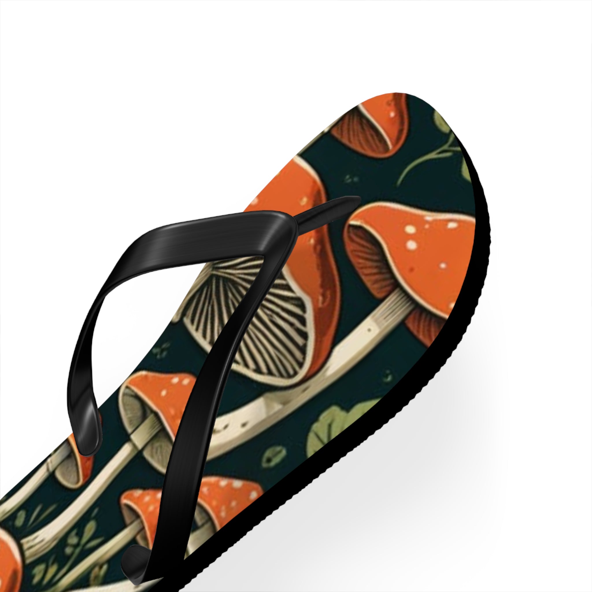 Mushroom Print Flip Flops — Vintage Toadstool Beach Sandals