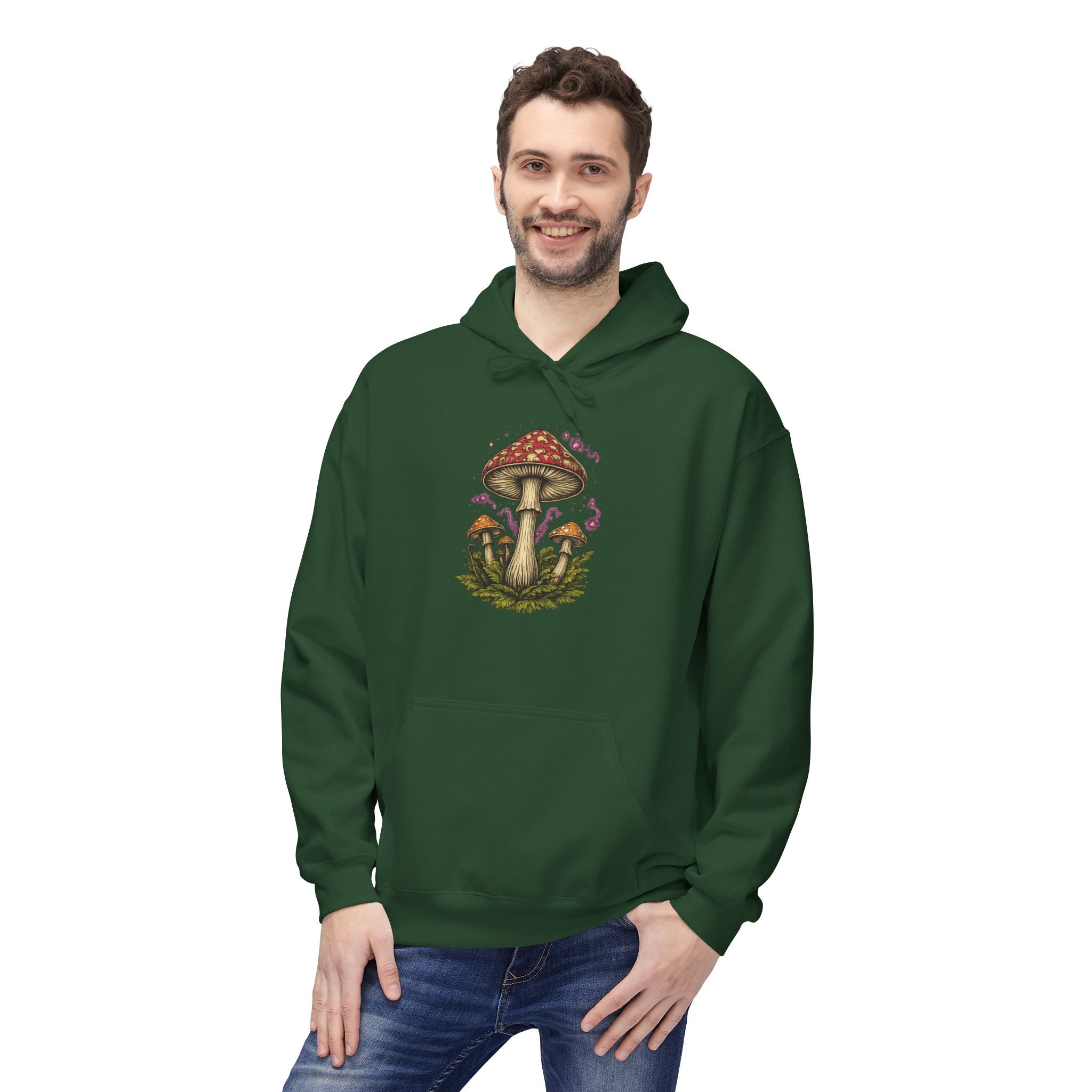 Mushroom Art Hoodie — Botanical Foraging Graphic Pullover