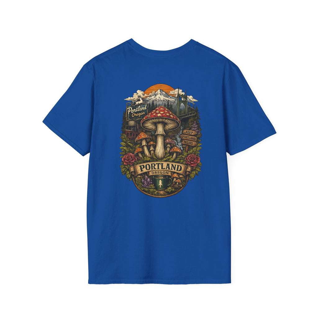 City: Portland Mushroom Magic T-Shirt — Vintage Red Toadstool Illustration