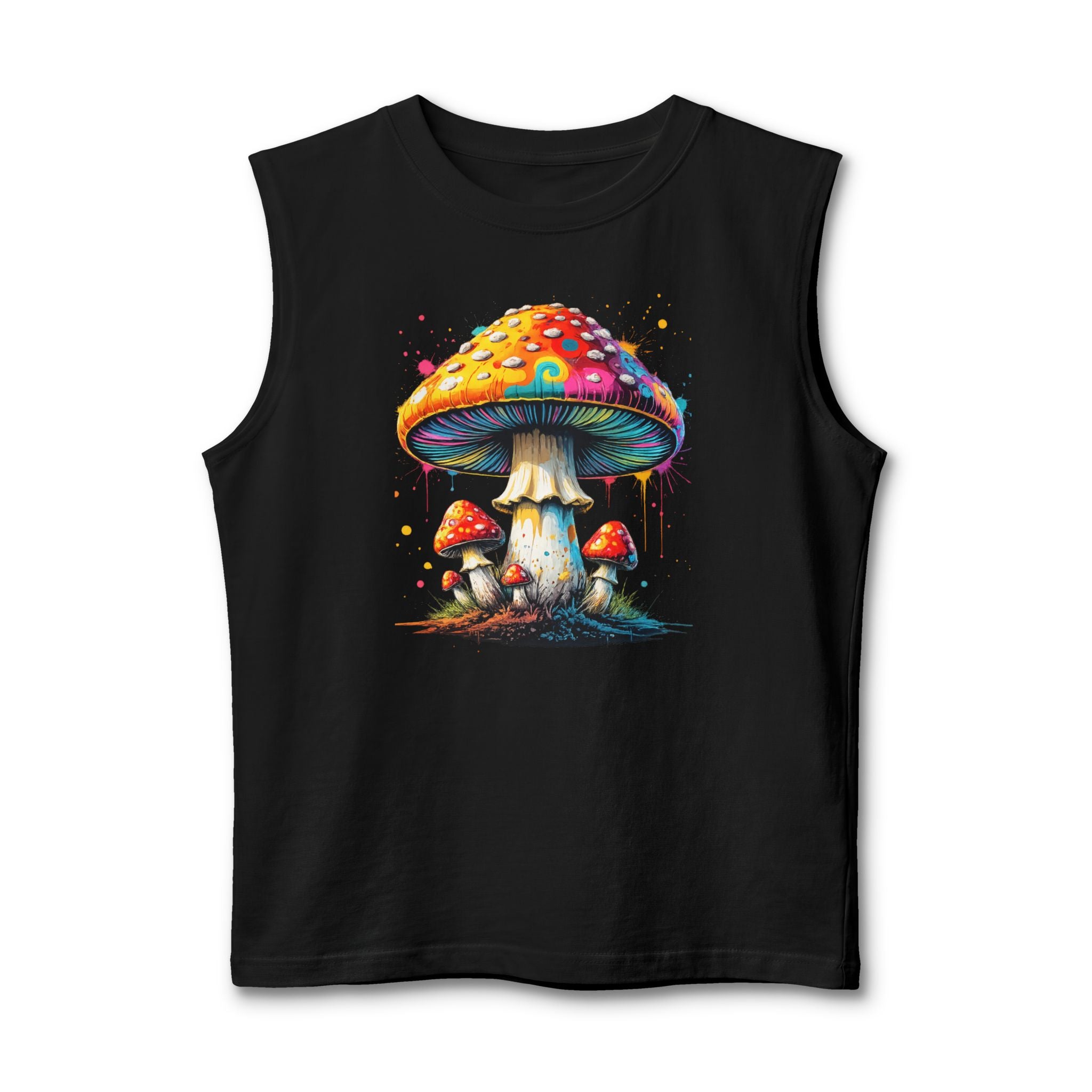 City: Vancouver Mushroom Tank Top — Colorful Psychedelic Fungi Graphic Muscle Tee