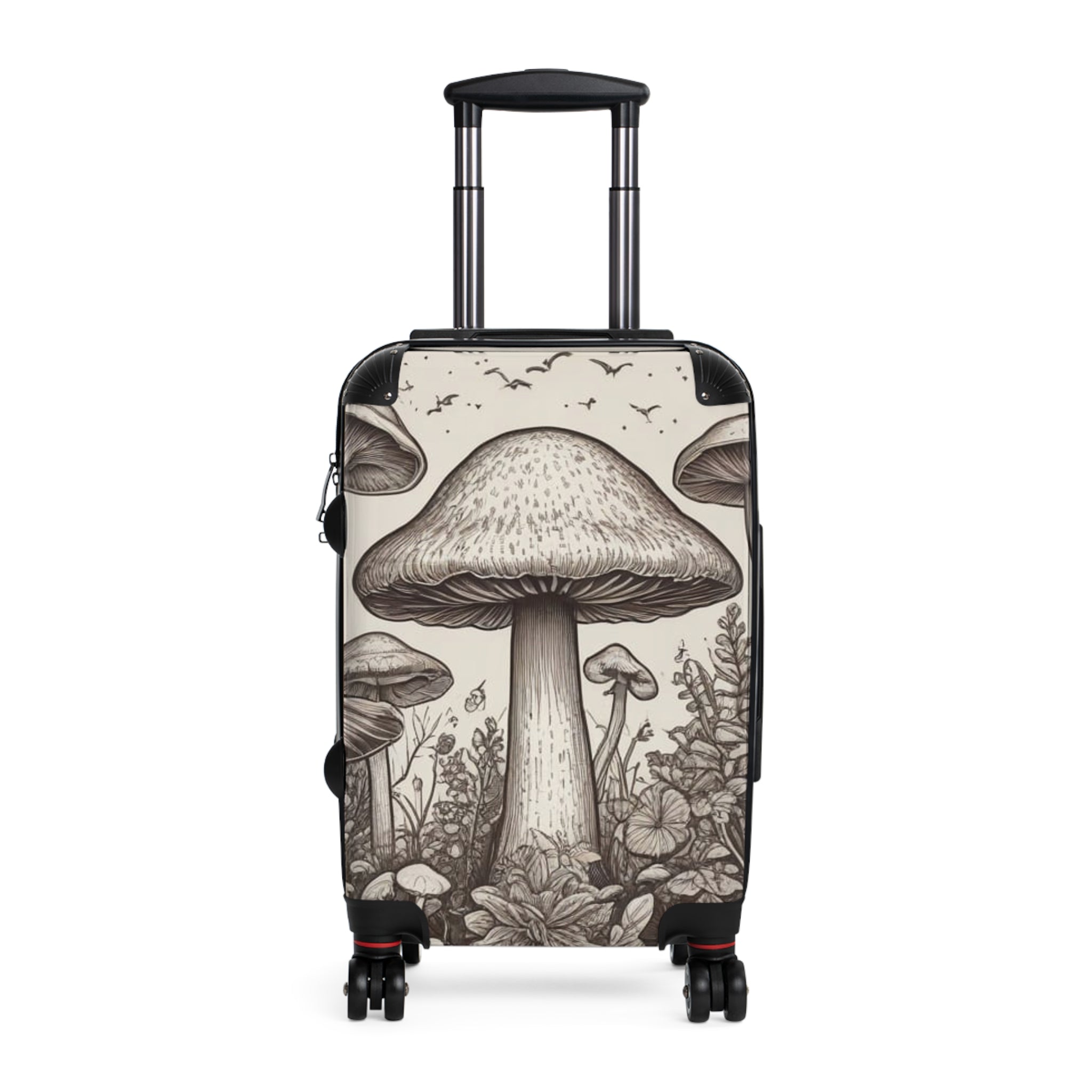 Mushroom Illustration Suitcase – Botanical Fungi Carry-On Luggage