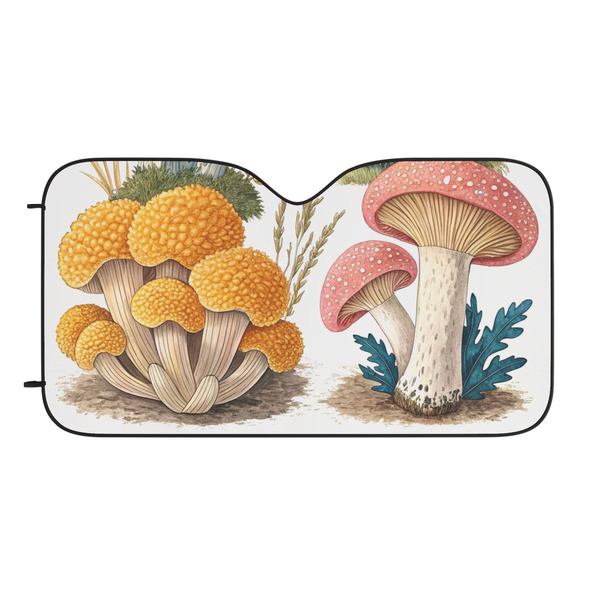 Mushroom Garden Car Sun Shade – Vintage Botanical Windshield Protector