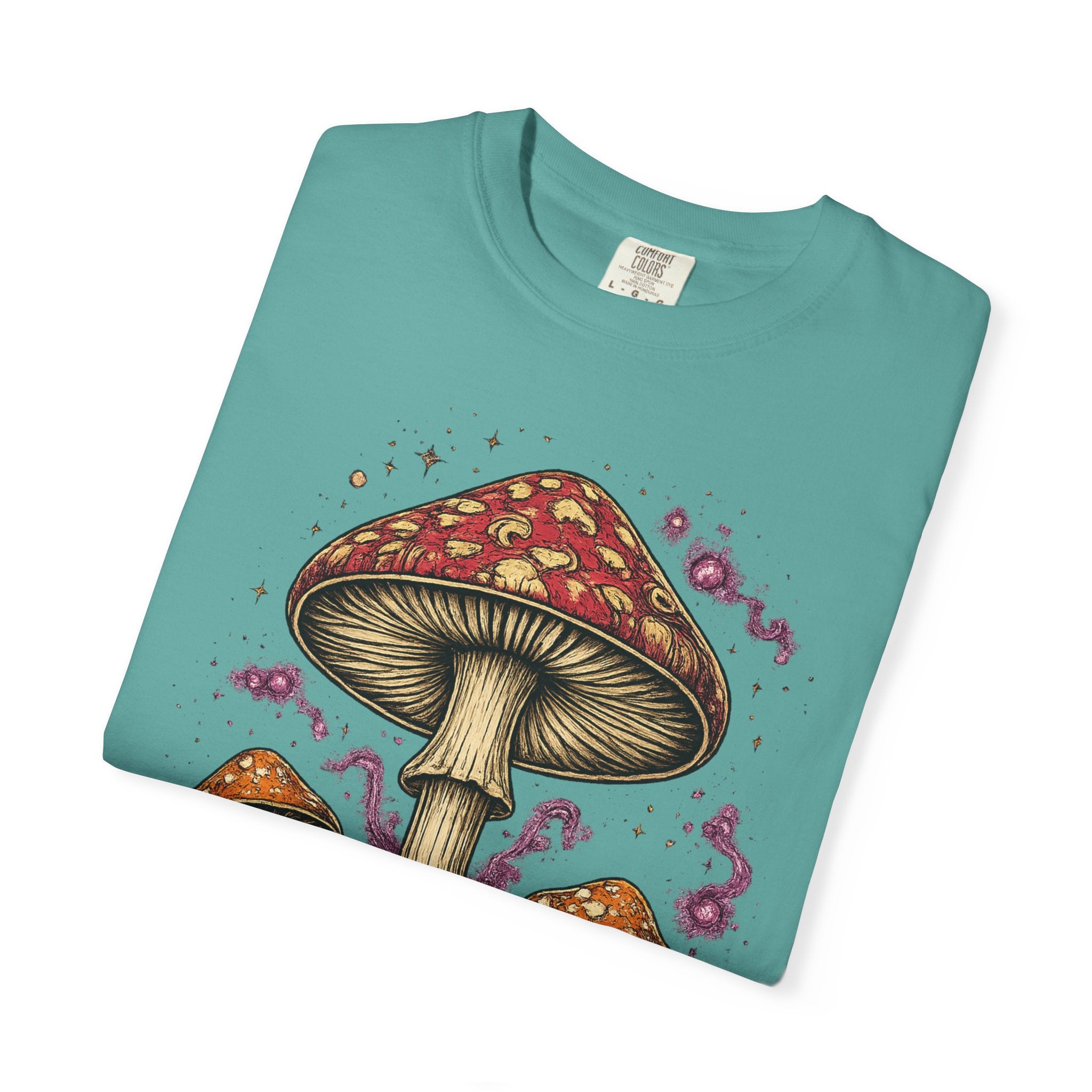 City: Portland Mushroom Graphic T-Shirt — Vintage Forest Amanita Design