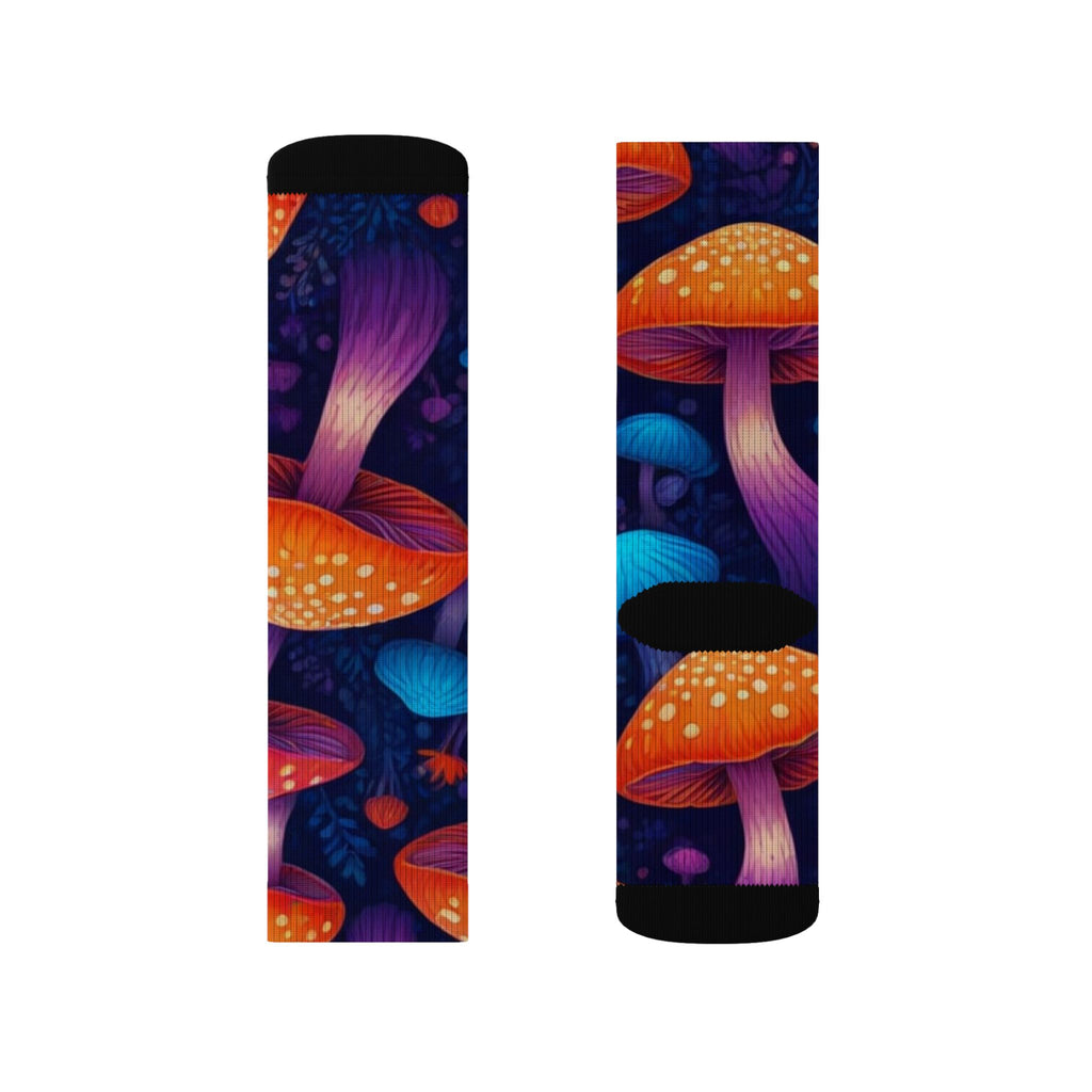 Socks: Psychedelic Mushroom Art Socks — Vibrant Sublimation Crew Socks