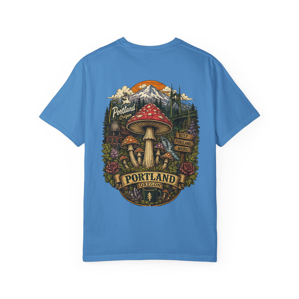 City: Portland Mushroom Graphic T-Shirt — Vintage Forest Amanita Design