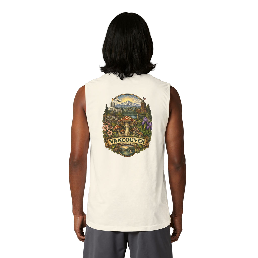 City: Vancouver Mushroom Tank Top — Colorful Psychedelic Fungi Graphic Muscle Tee