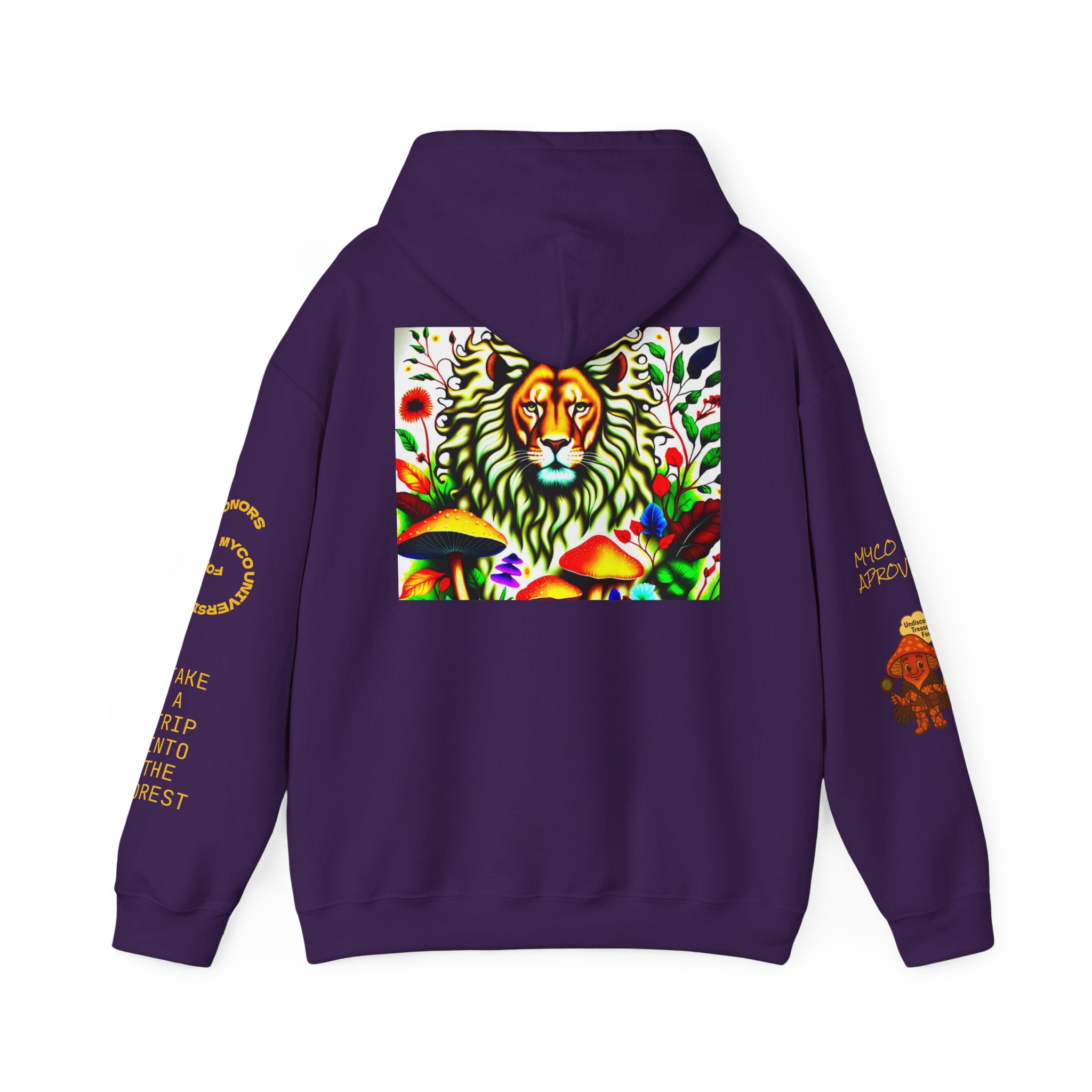 Myco University Lion & Mushroom Hoodie — Psychedelic Lion Graphic Pullover