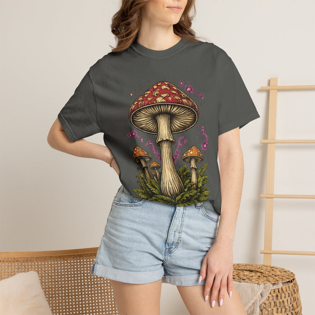 City: Portland Mushroom Graphic T-Shirt — Vintage Forest Amanita Design