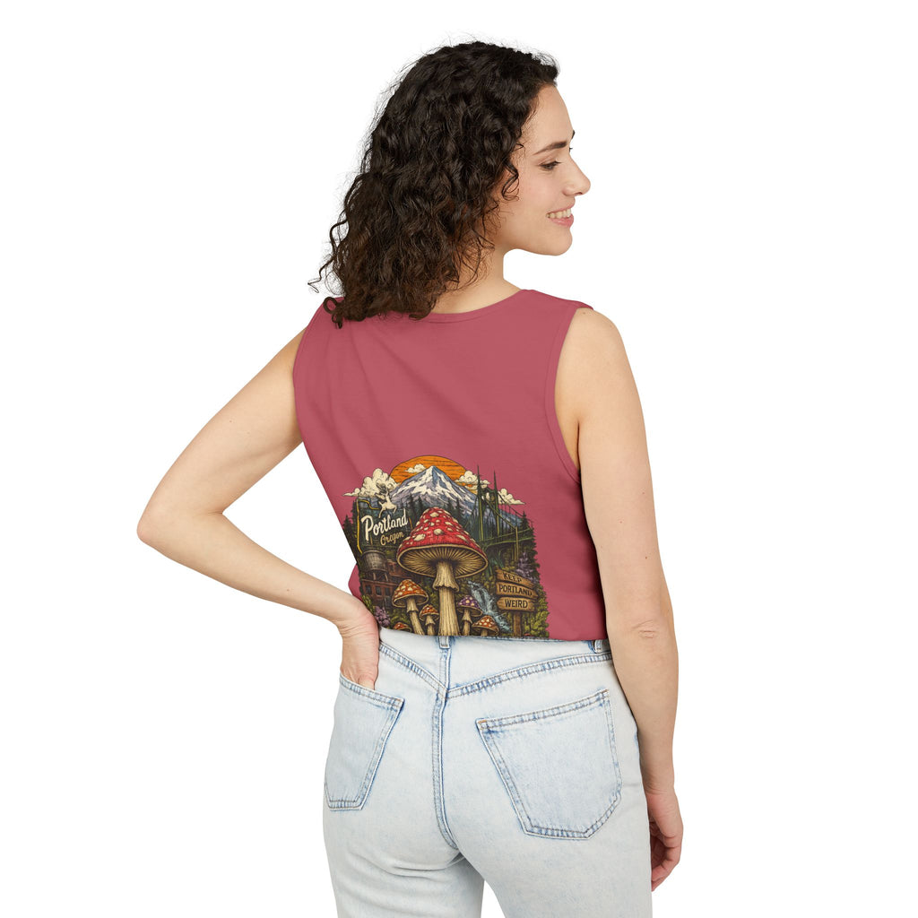 City: Portland Mushroom Graphic Tank Top — Colorful Psychedelic Fungi Design