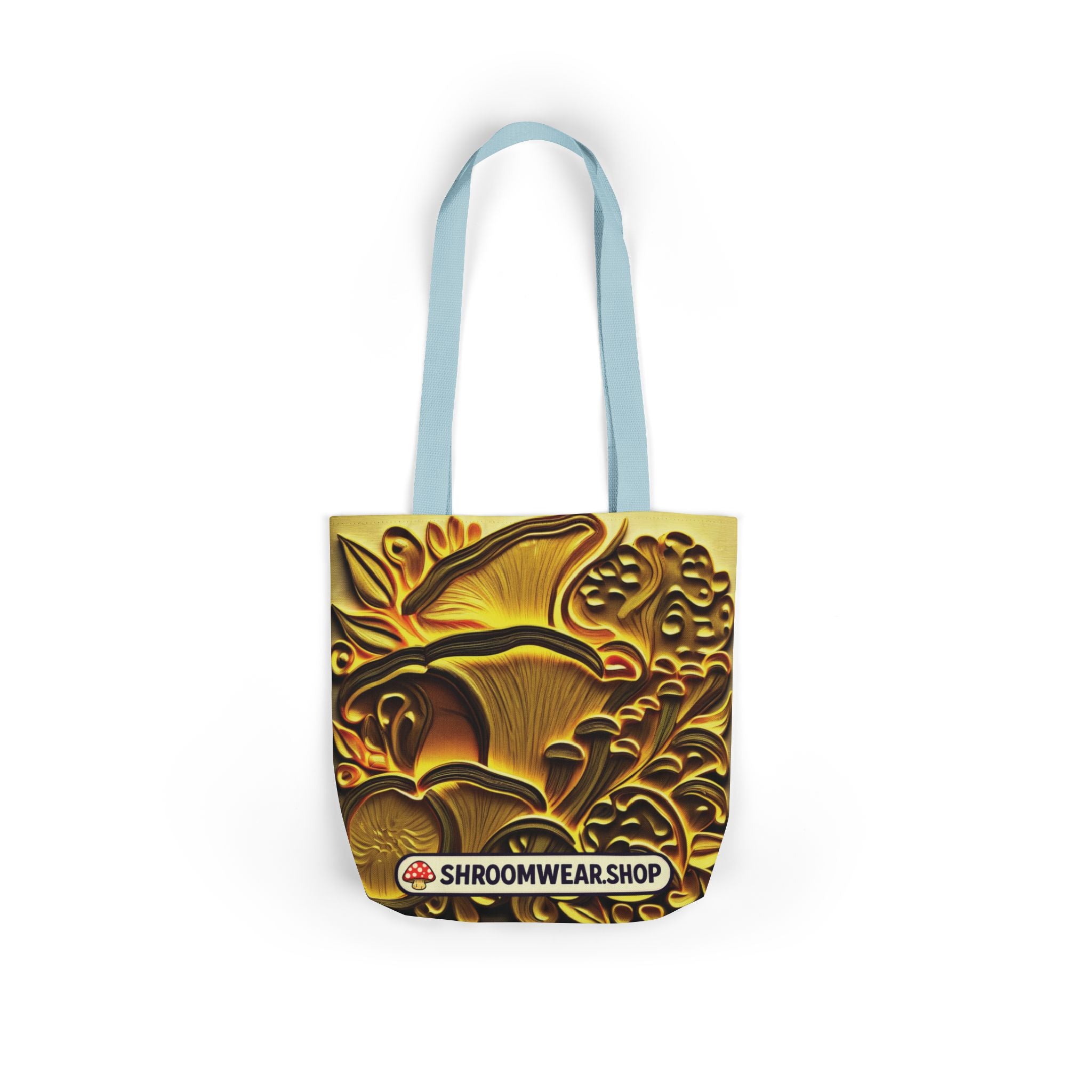 Tote Bag : Golden Mushroom Canvas Tote Bag — Psychedelic Fungi Art Tote