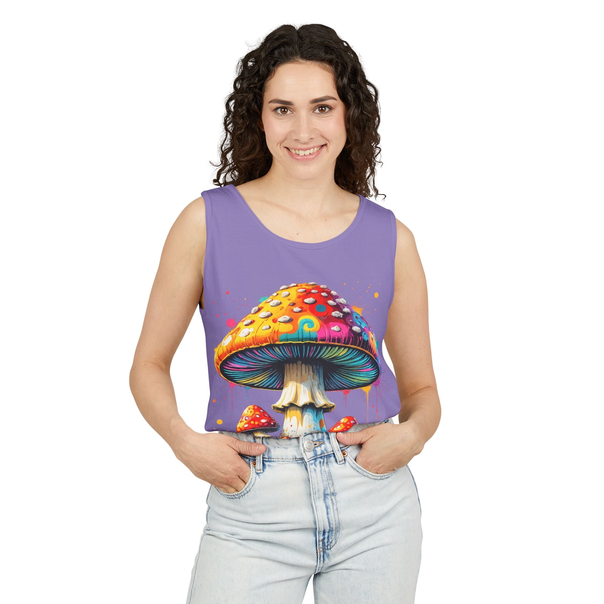 City: Portland Mushroom Graphic Tank Top — Colorful Psychedelic Fungi Design