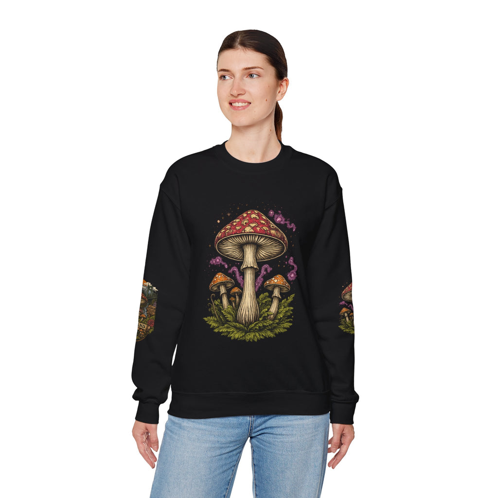 City: Portland Mushroom Crewneck Sweatshirt Vintage Psychedelic Fungi Graphic