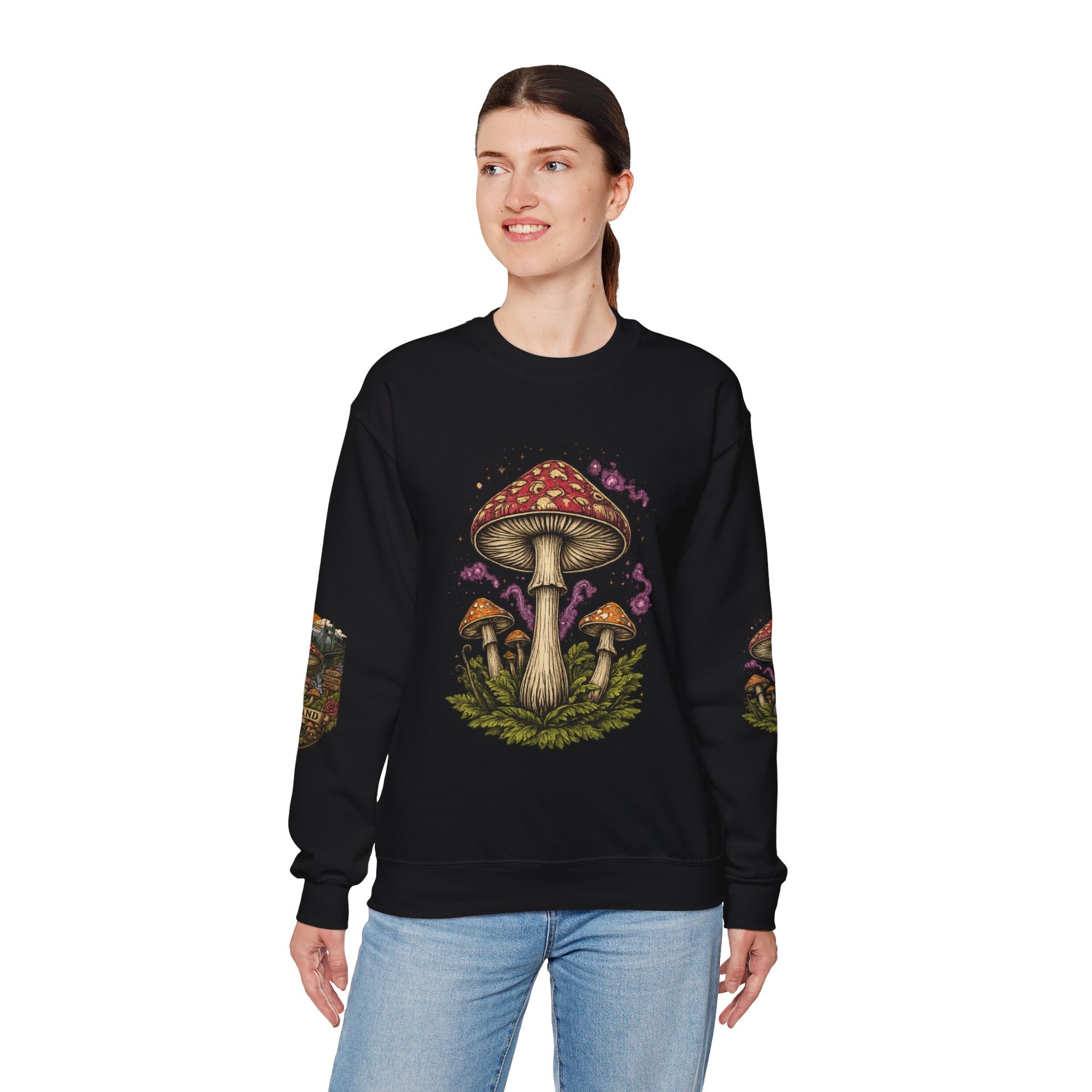 City: Portland Mushroom Crewneck Sweatshirt Vintage Psychedelic Fungi Graphic