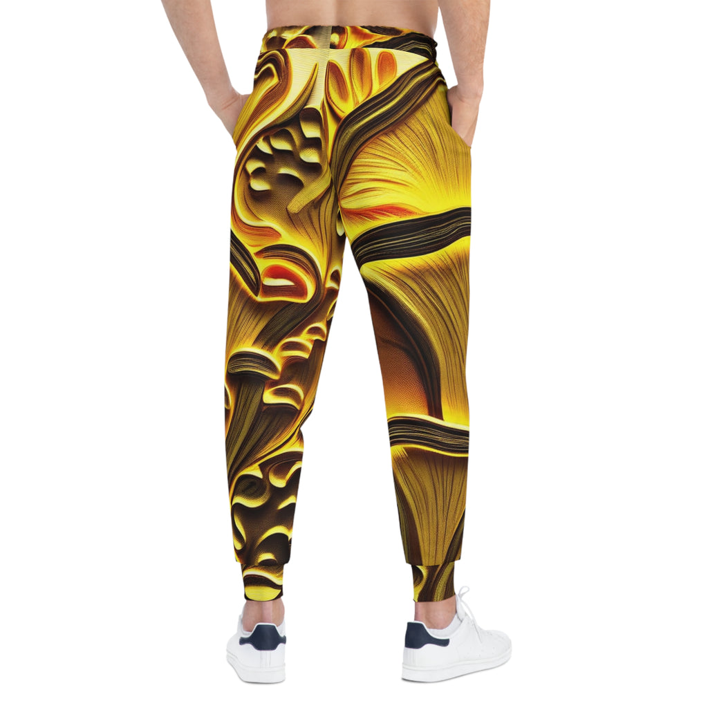 Golden Swirl Joggers — Abstract Yellow Athletic Pants