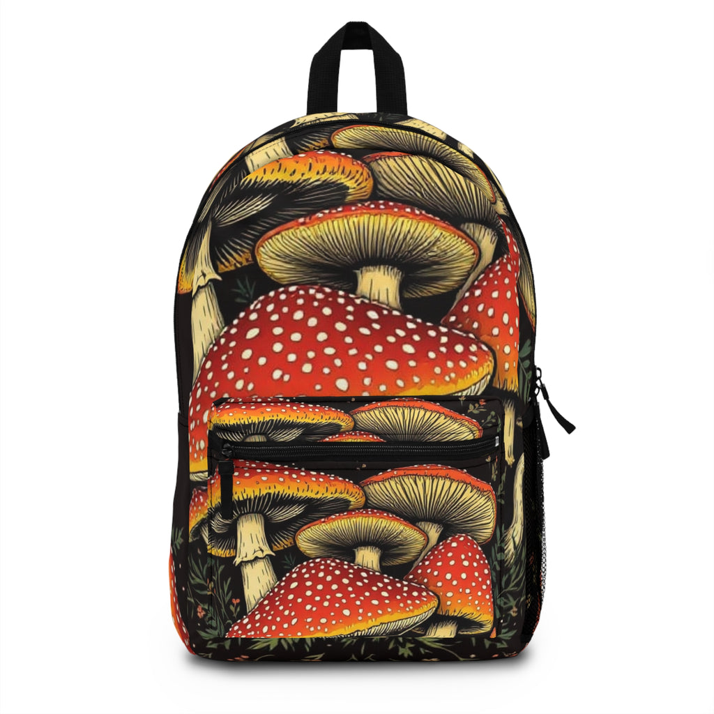 Mushroom Forest Backpack — Red Fly Agaric Nature Print Bag