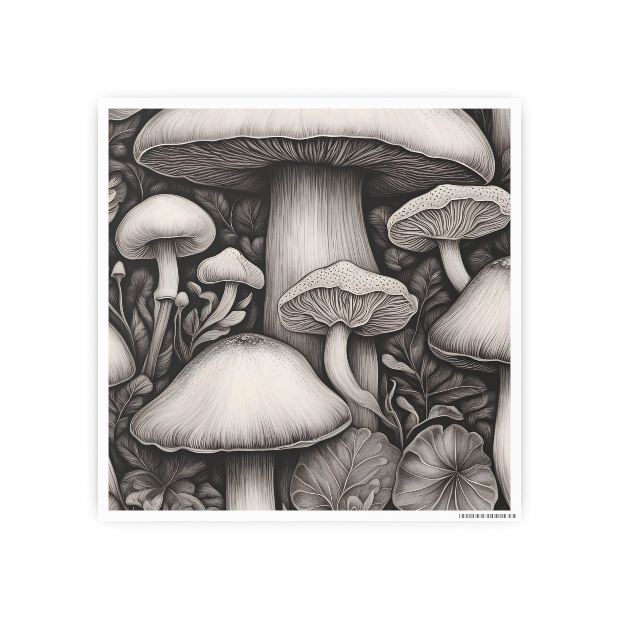 Poster: Mushroom Illustration Poster — Botanical Fungi Art Print