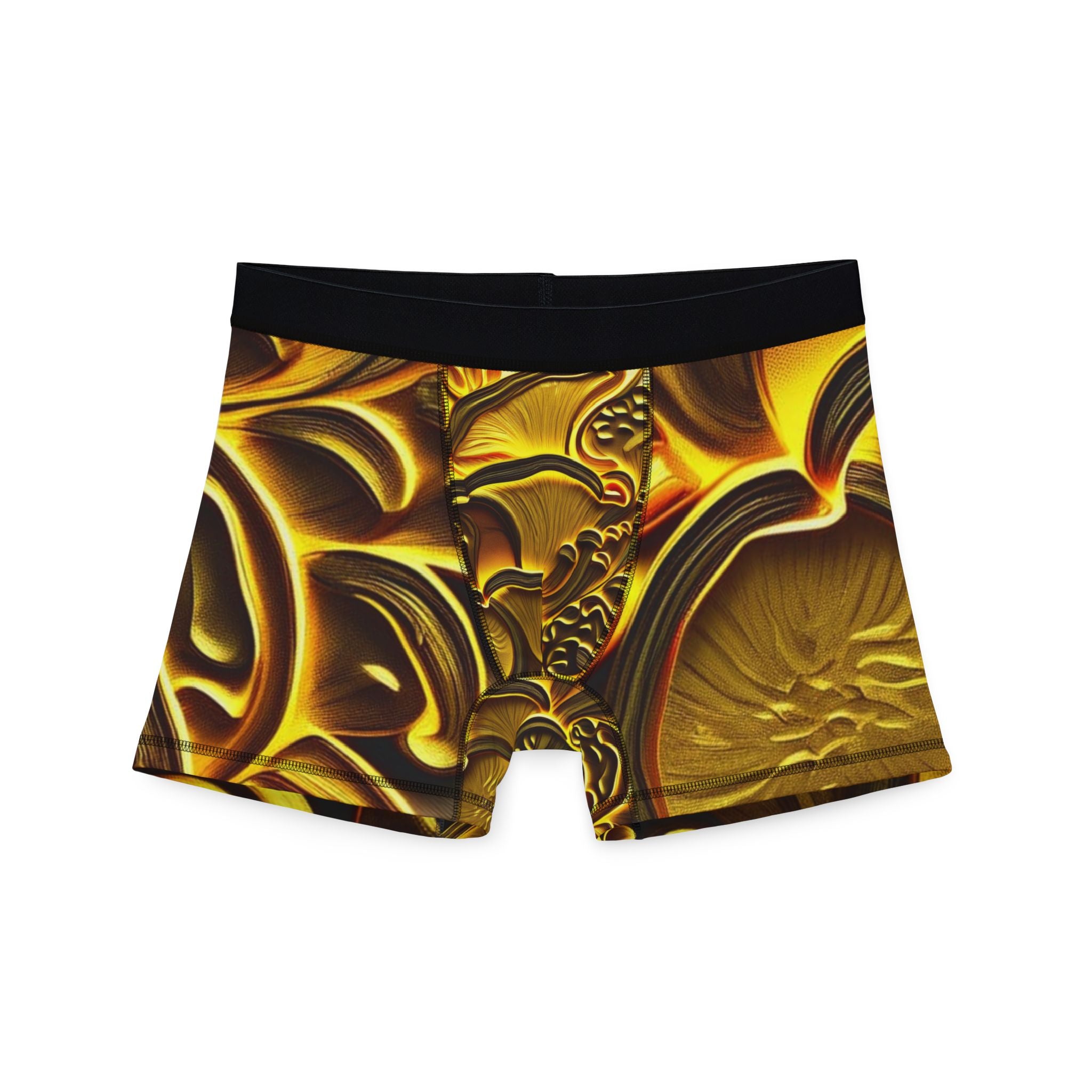 Bóxers para hombre con espirales dorados abstractos - Estampado metálico lujoso en toda la prenda