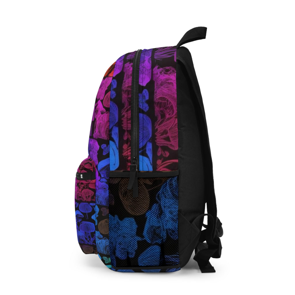 Psychedelic Mushroom Pattern Backpack – Rainbow Fungi School & Travel Bag