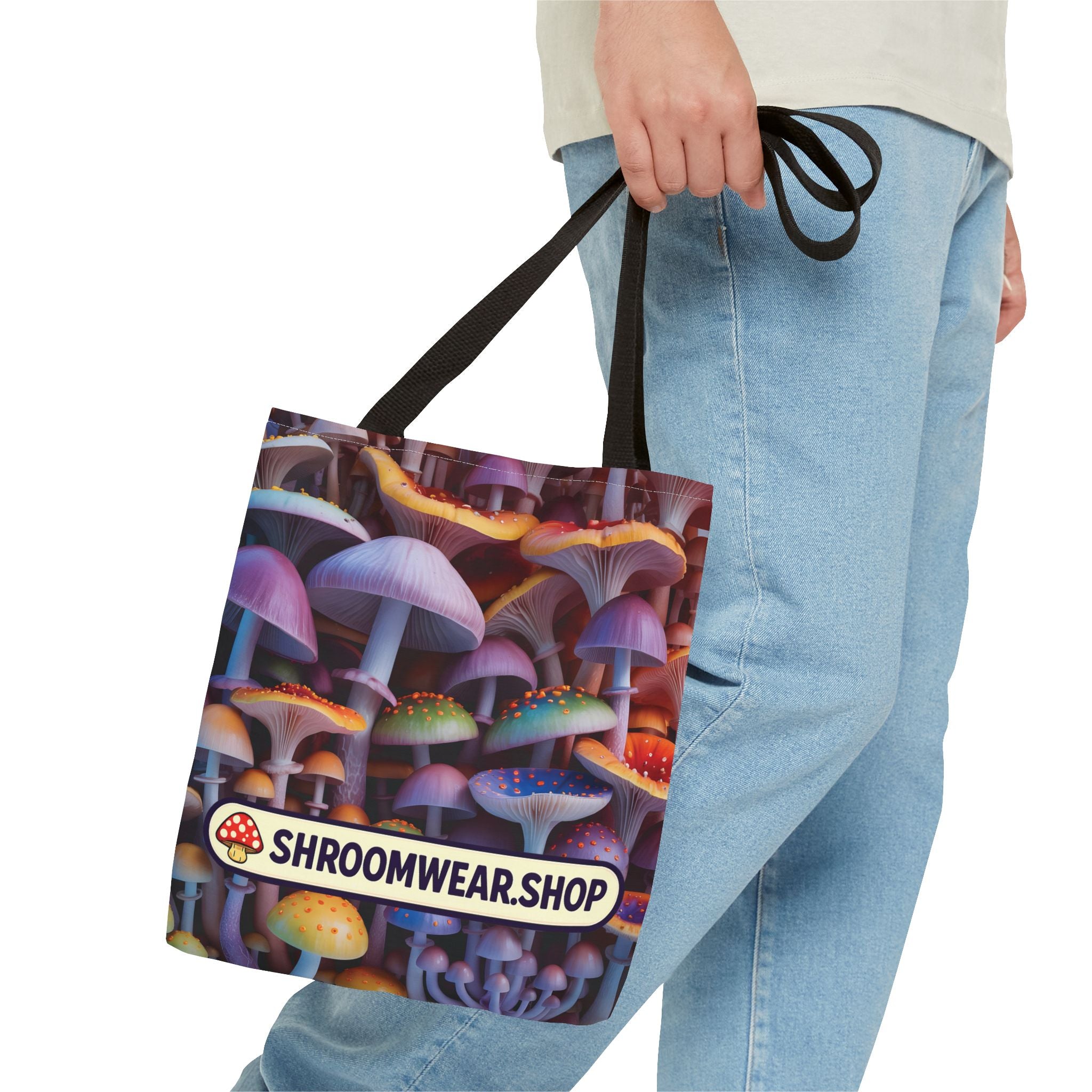 Tote Bag: Psychedelic Mushroom Tote Bag — Colorful Shroom Print Tote
