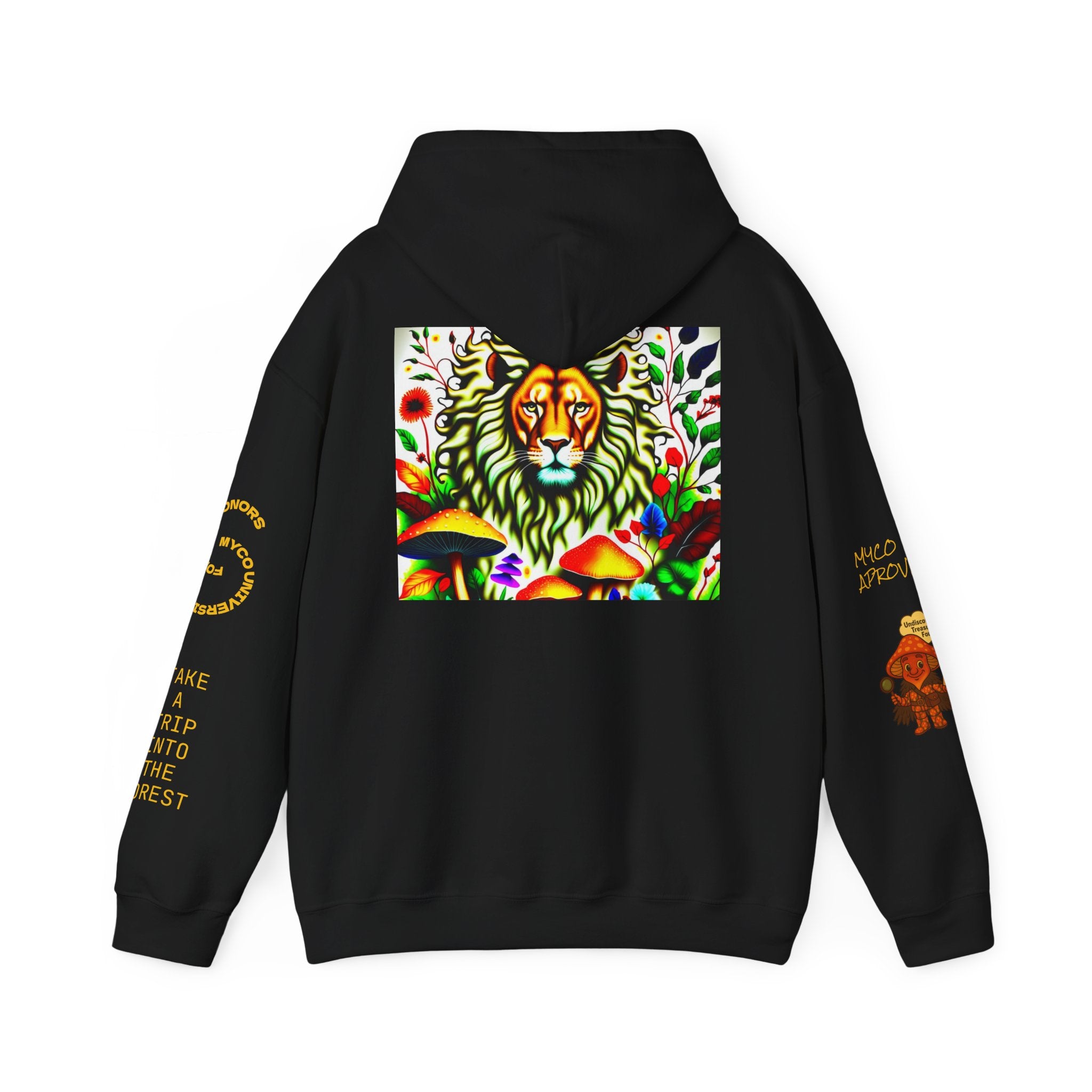 Myco University Lion & Mushroom Hoodie — Psychedelic Lion Graphic Pullover