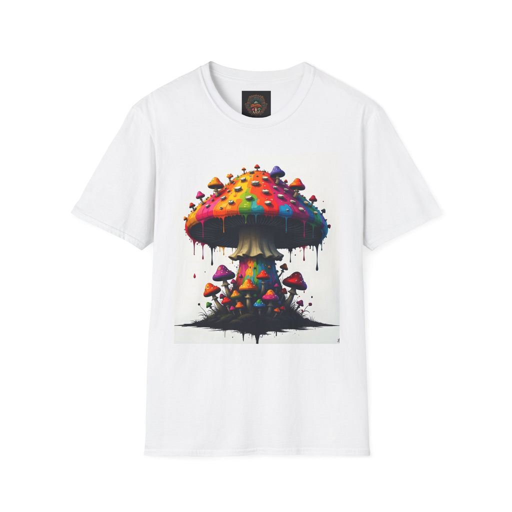 Piper's Shroom Works T-Shirt — Rainbow Drip Mushroom Graphic Tee