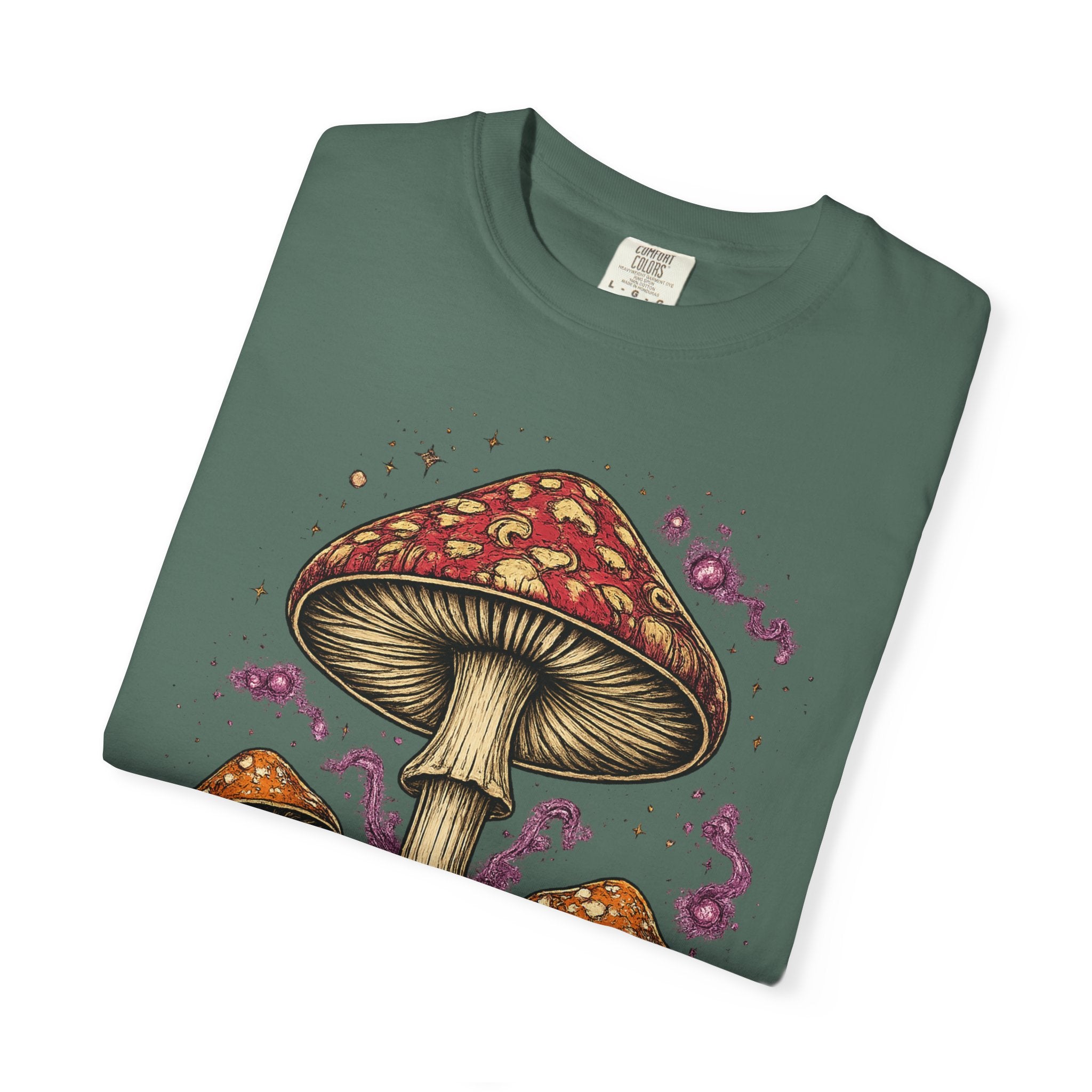 City: Portland Mushroom Graphic T-Shirt — Vintage Forest Amanita Design