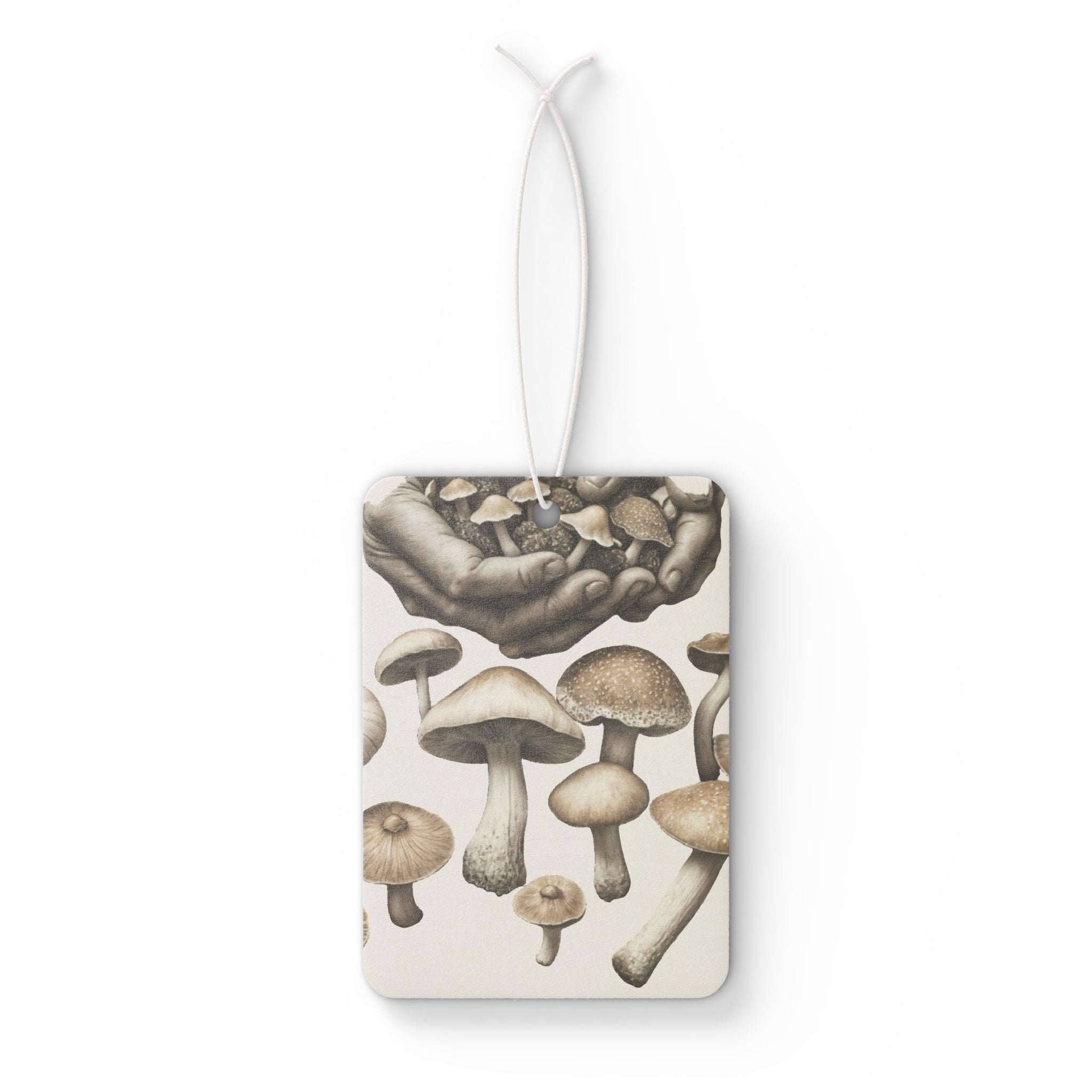 Mushroom Illustration Car Air Freshener — Vintage Botanical Scent Tag