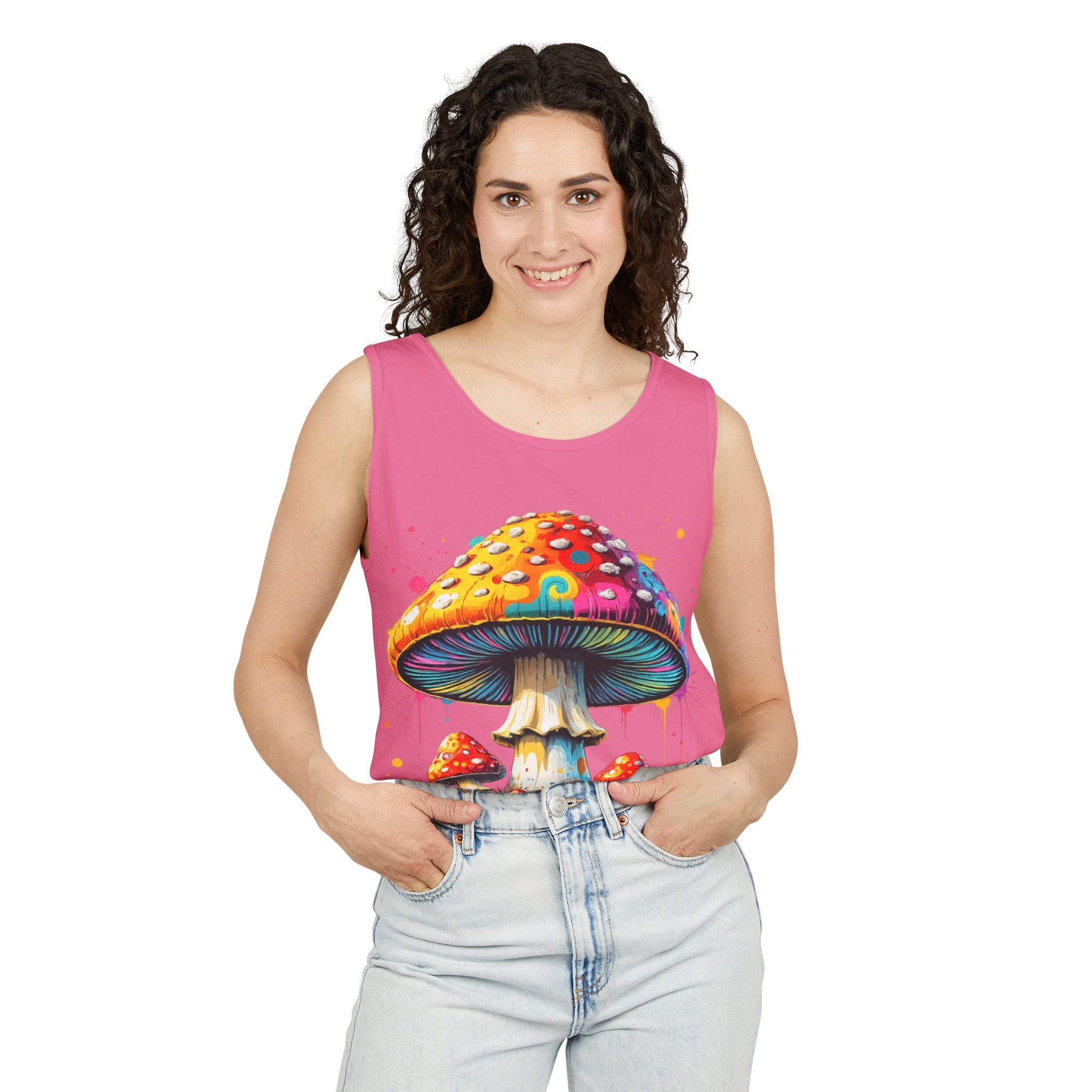 City: Portland Mushroom Graphic Tank Top — Colorful Psychedelic Fungi Design