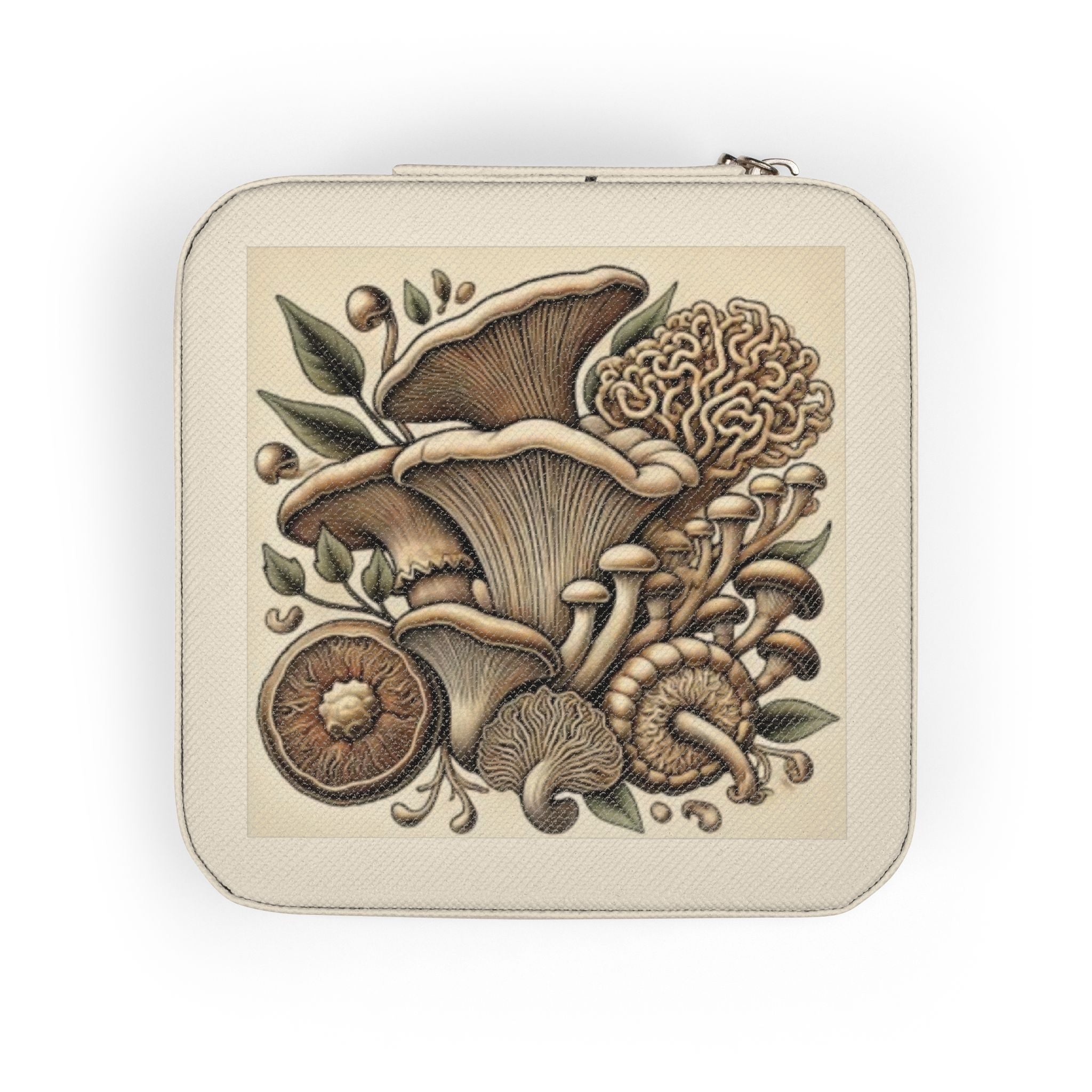 Mushroom Garden Jewelry Travel Case – Compact Velvet-Lined Organizer