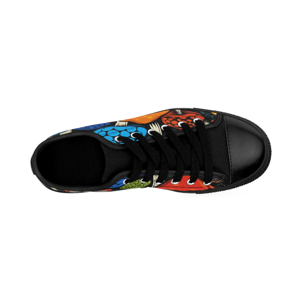 Mushroom Pattern Women's Sneakers — Colorful Psychedelic Fungi Canvas Shoes