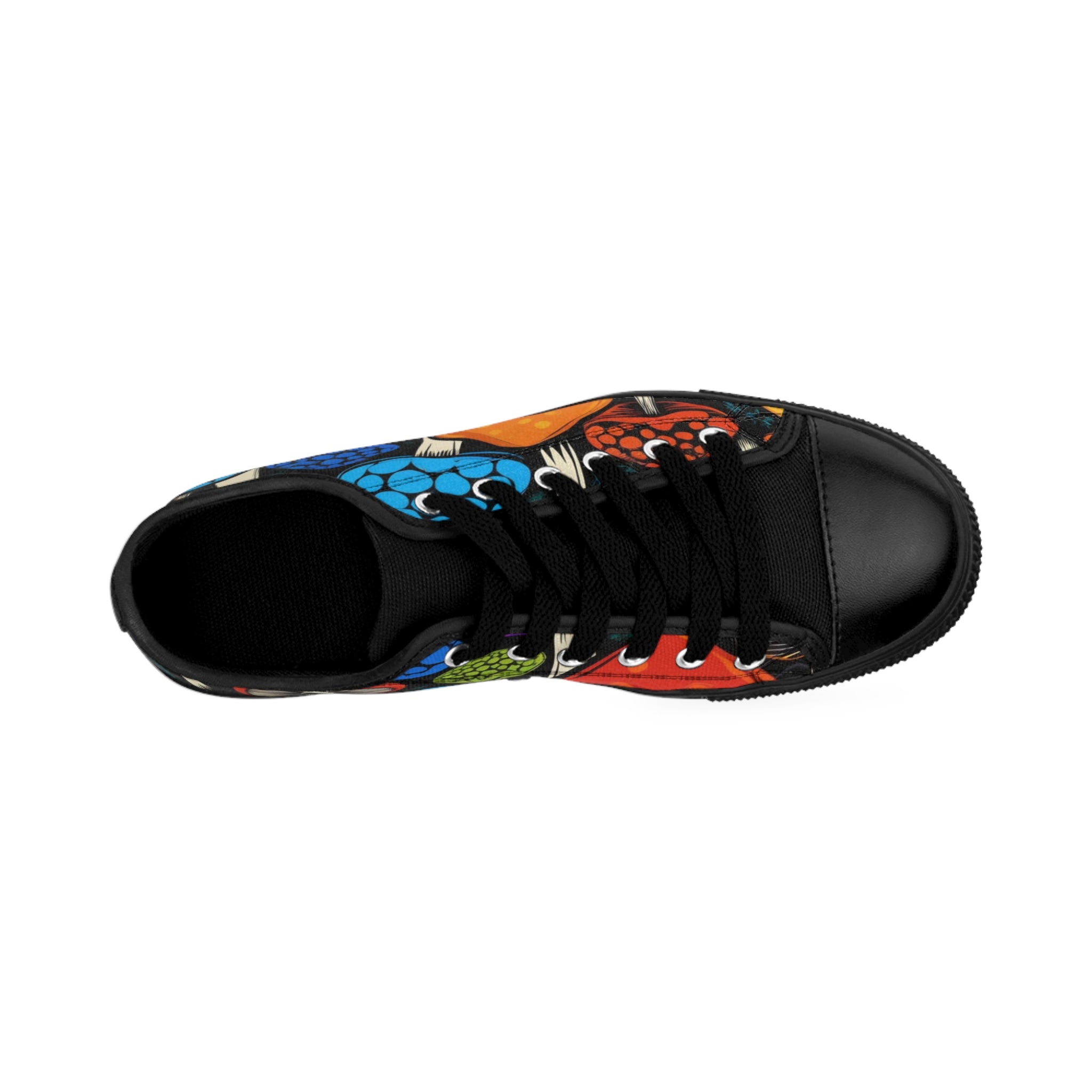 Mushroom Pattern Women's Sneakers — Colorful Psychedelic Fungi Canvas Shoes