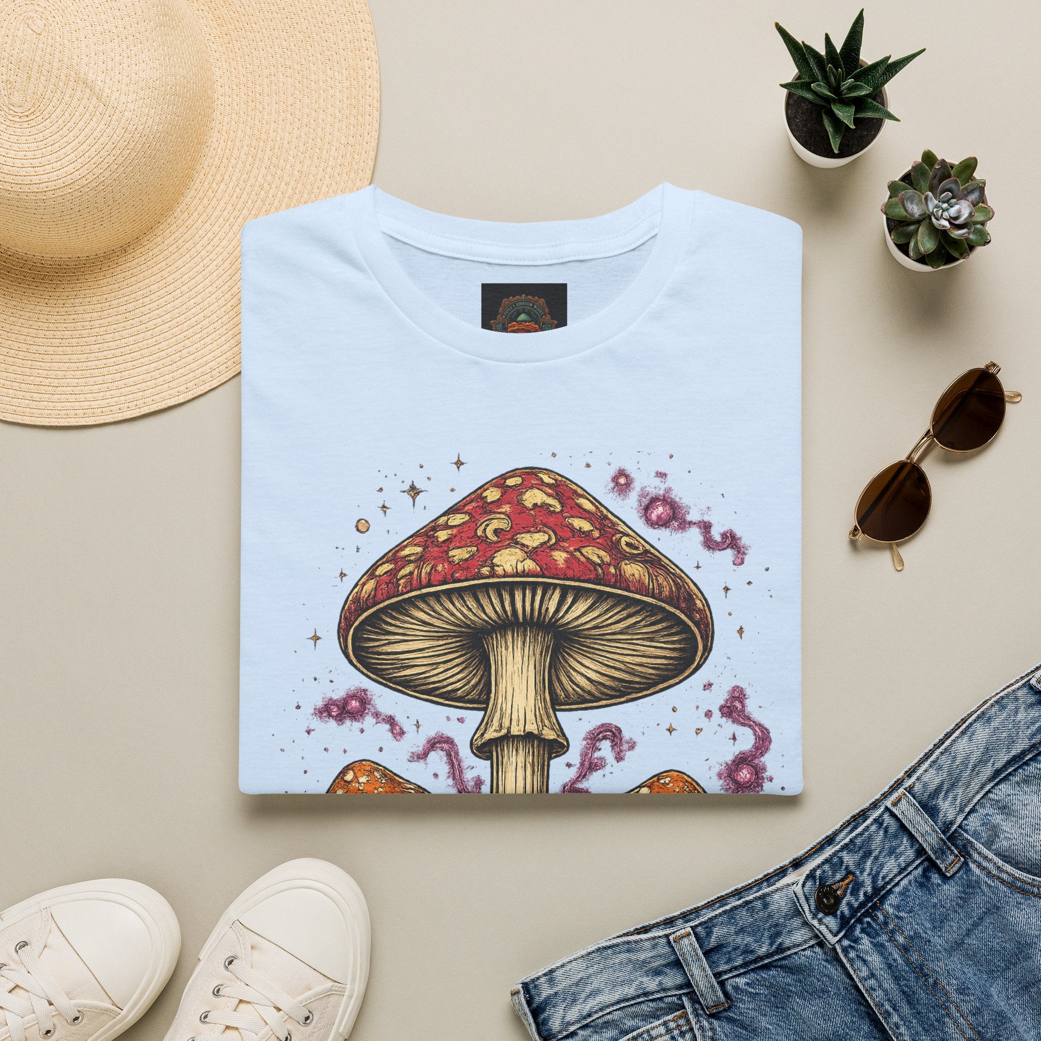 City: Portland Mushroom Magic T-Shirt — Vintage Red Toadstool Illustration