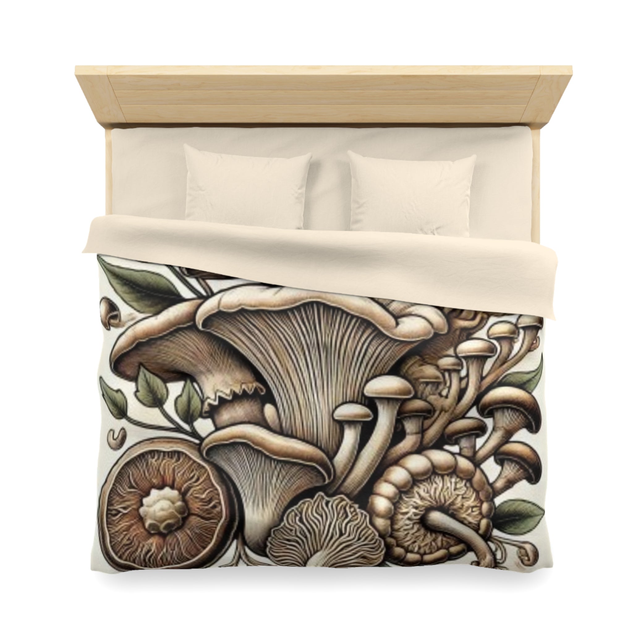 Mushroom Botanical Duvet Cover — Earthy Fungi Illustration Bedding