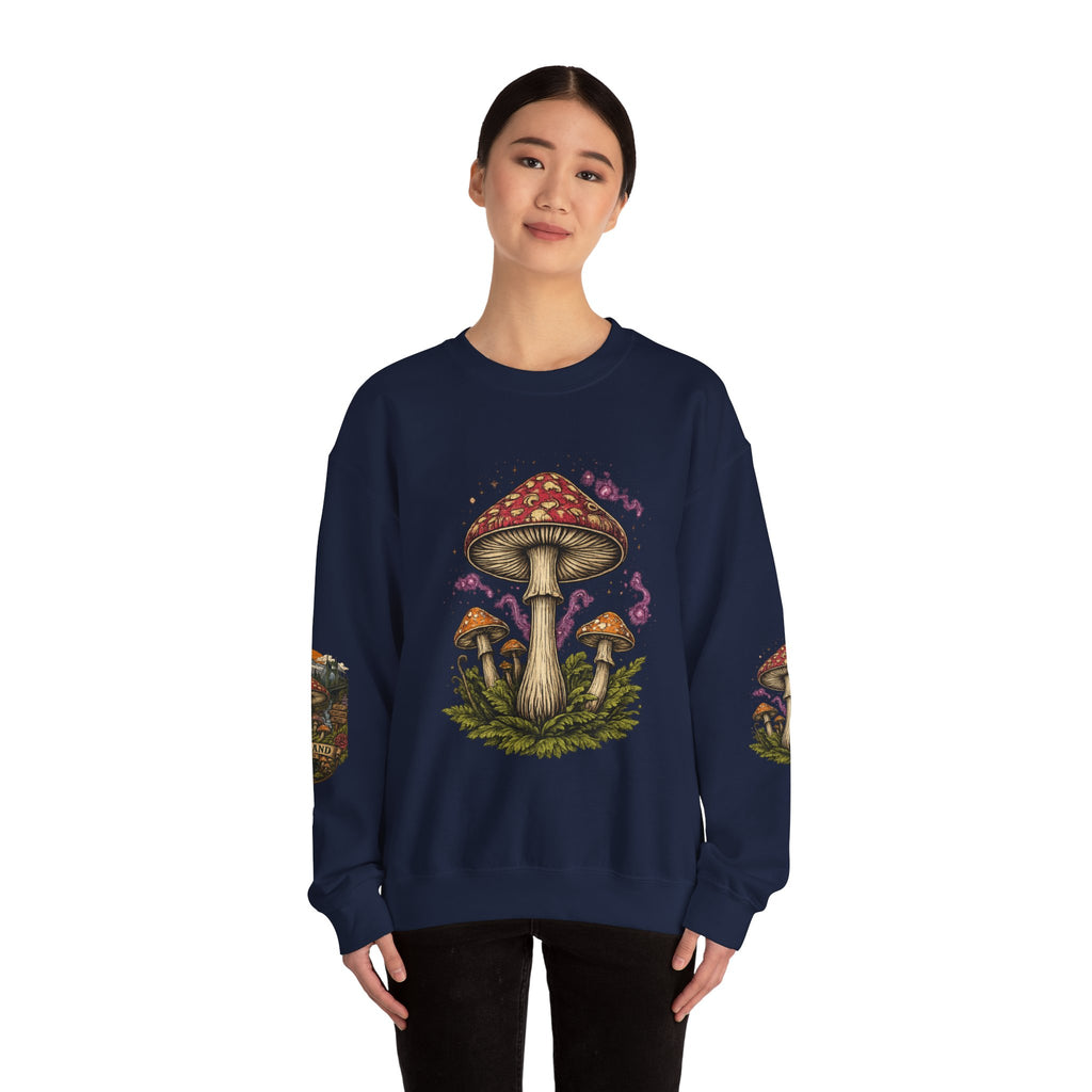 City: Portland Mushroom Crewneck Sweatshirt Vintage Psychedelic Fungi Graphic