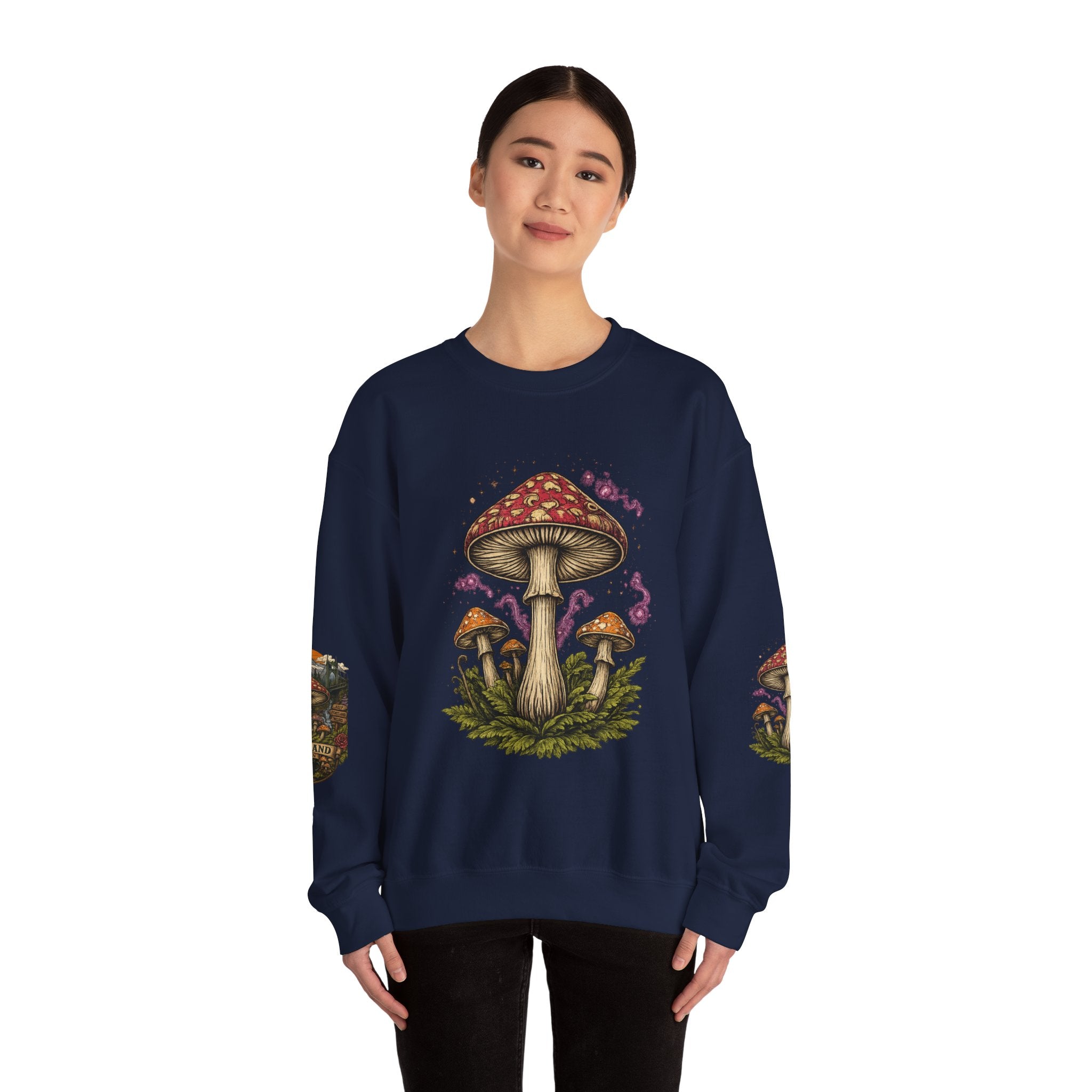 City: Portland Mushroom Crewneck Sweatshirt Vintage Psychedelic Fungi Graphic