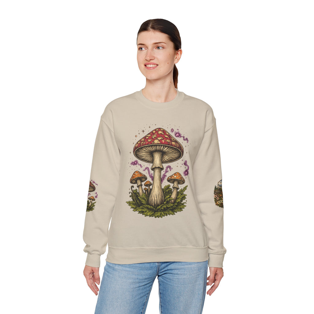 City:  Vancouver Crewneck Sweatshirt — Scenic Pacific Northwest Fungi Design
