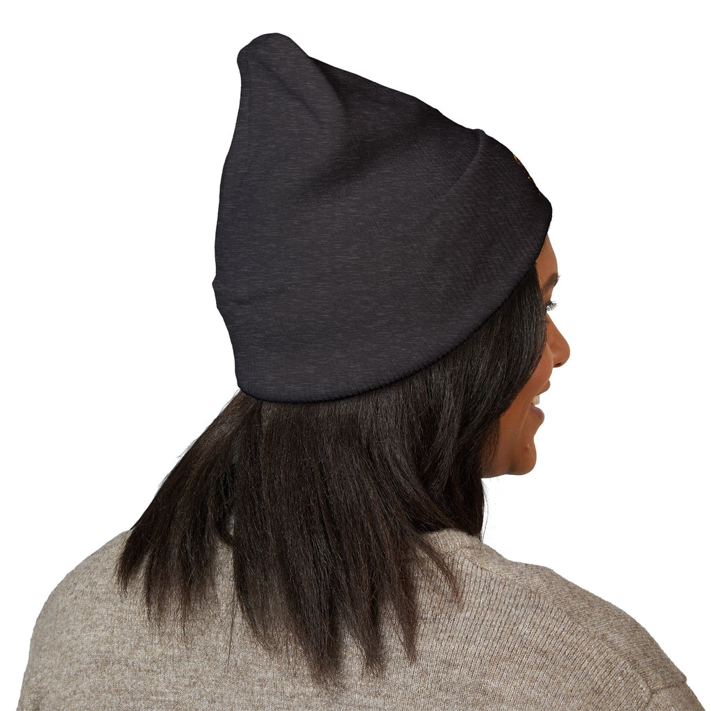 Beanie: Embroidered Colorful Mushroom Beanie — Cute Cuffed Knit Hat