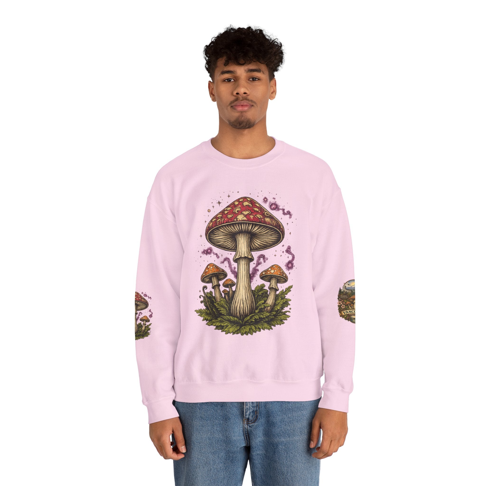Mushroom Vancouver Crewneck Sweatshirt — Scenic Pacific Northwest Fungi Design